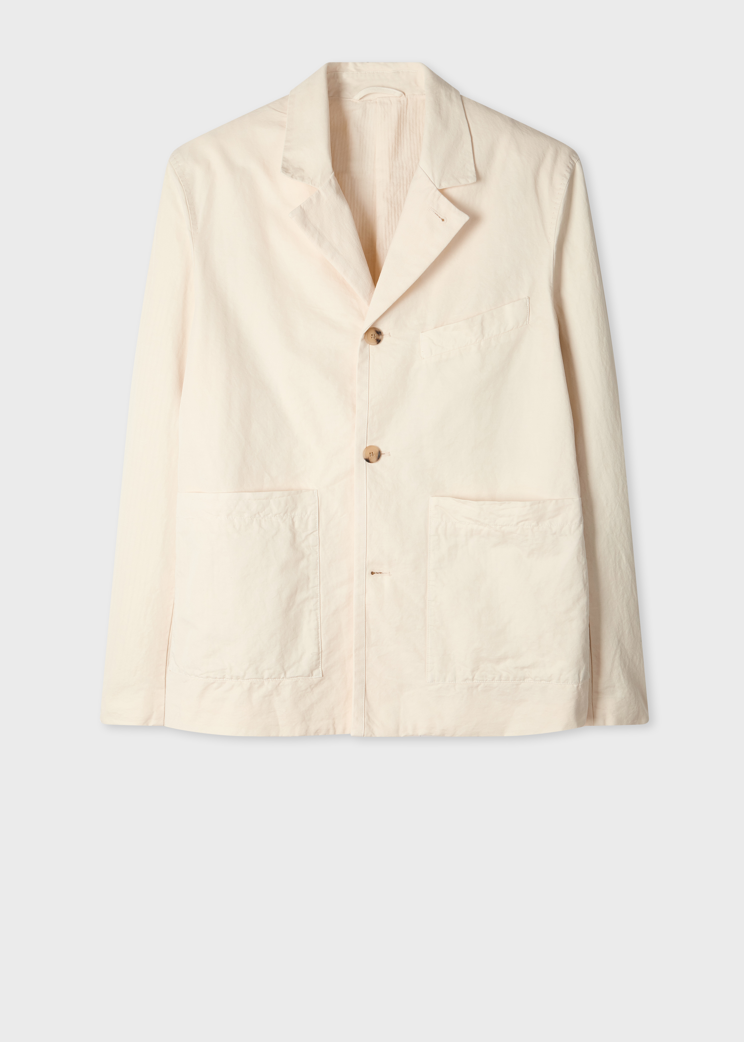 Cream Cotton-Linen Three-Button Jacket primary image
