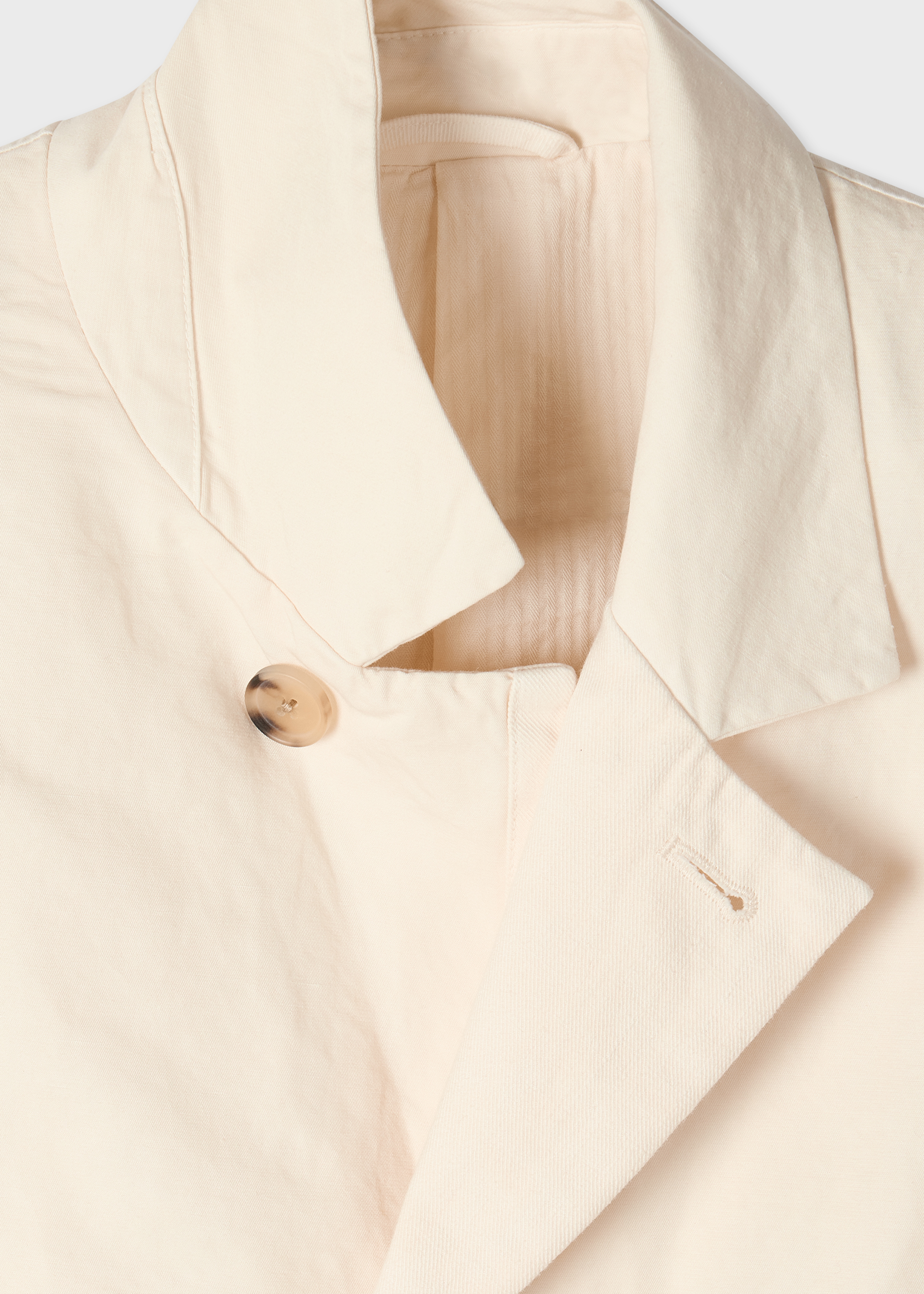 Cream Cotton-Linen Three-Button Jacket thumbnail 3