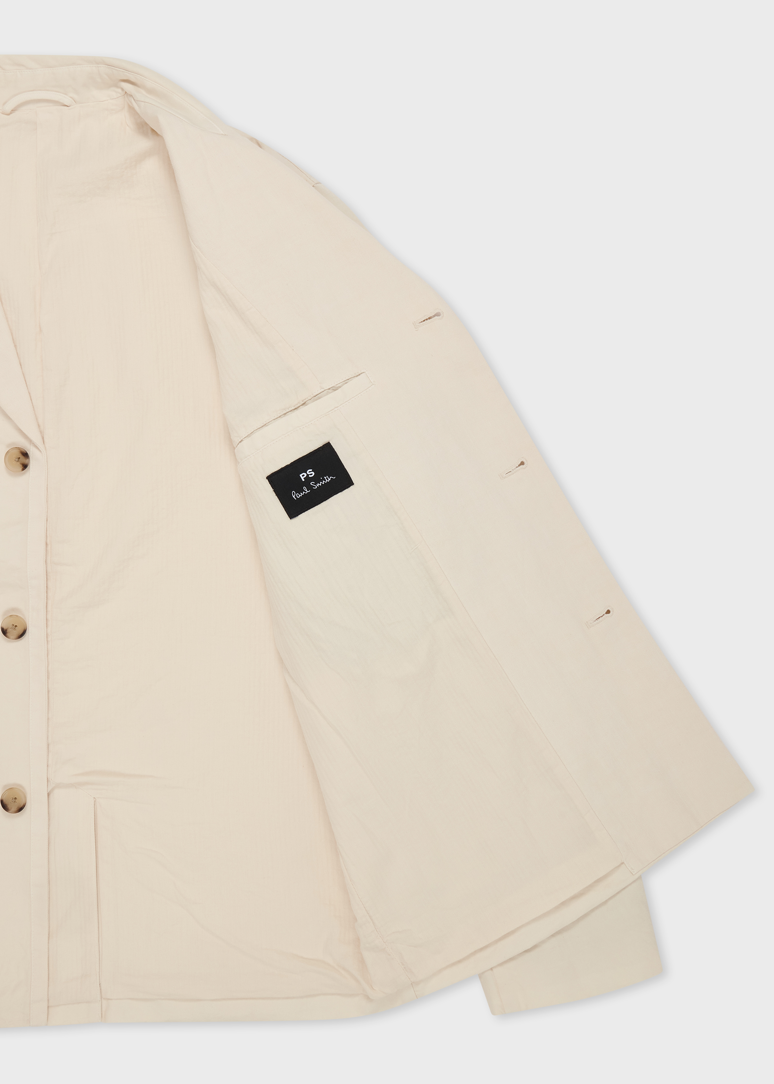 Cream Cotton-Linen Three-Button Jacket thumbnail 4