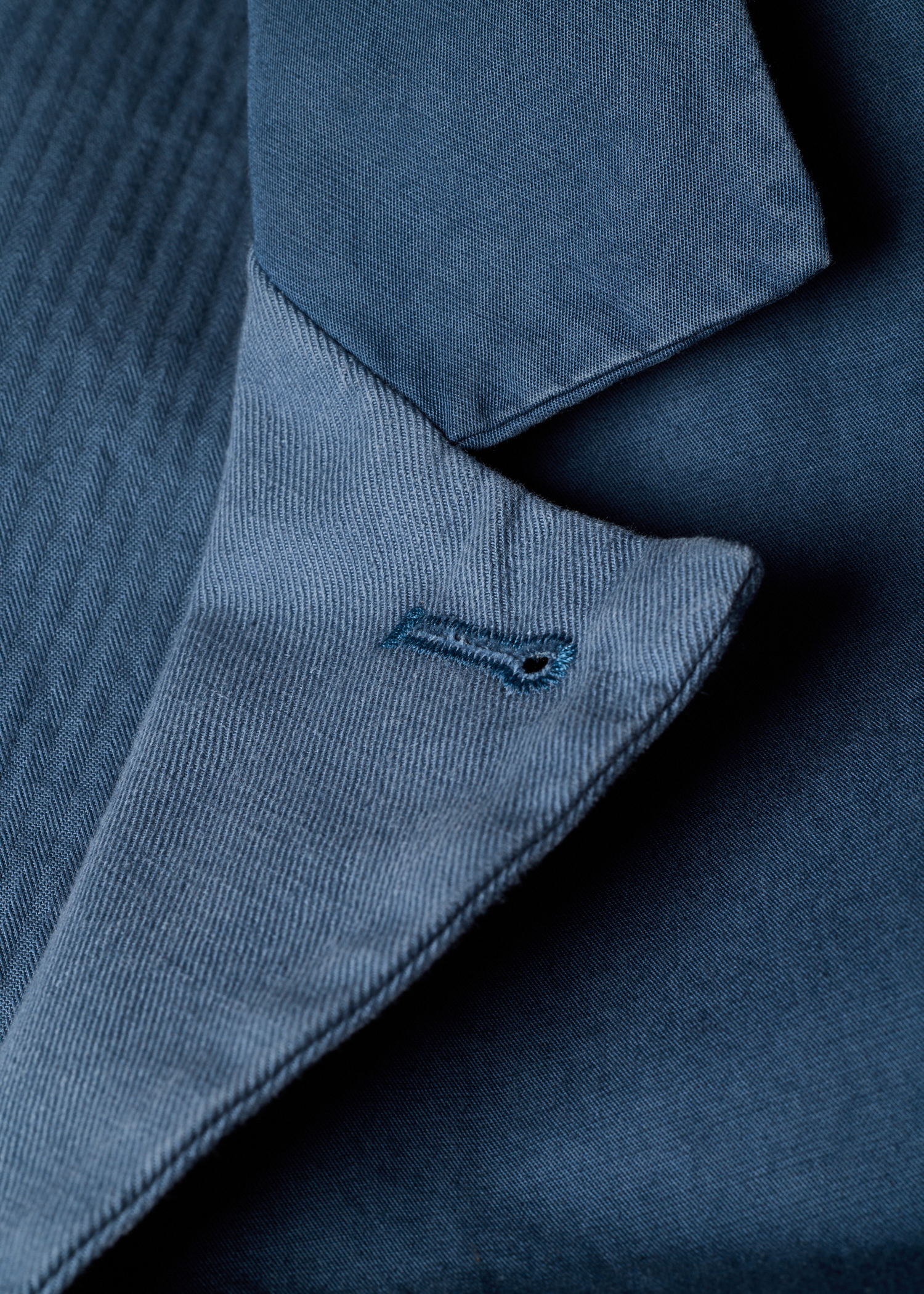 Mid Blue Cotton-Linen Three-Button Jacket thumbnail 10