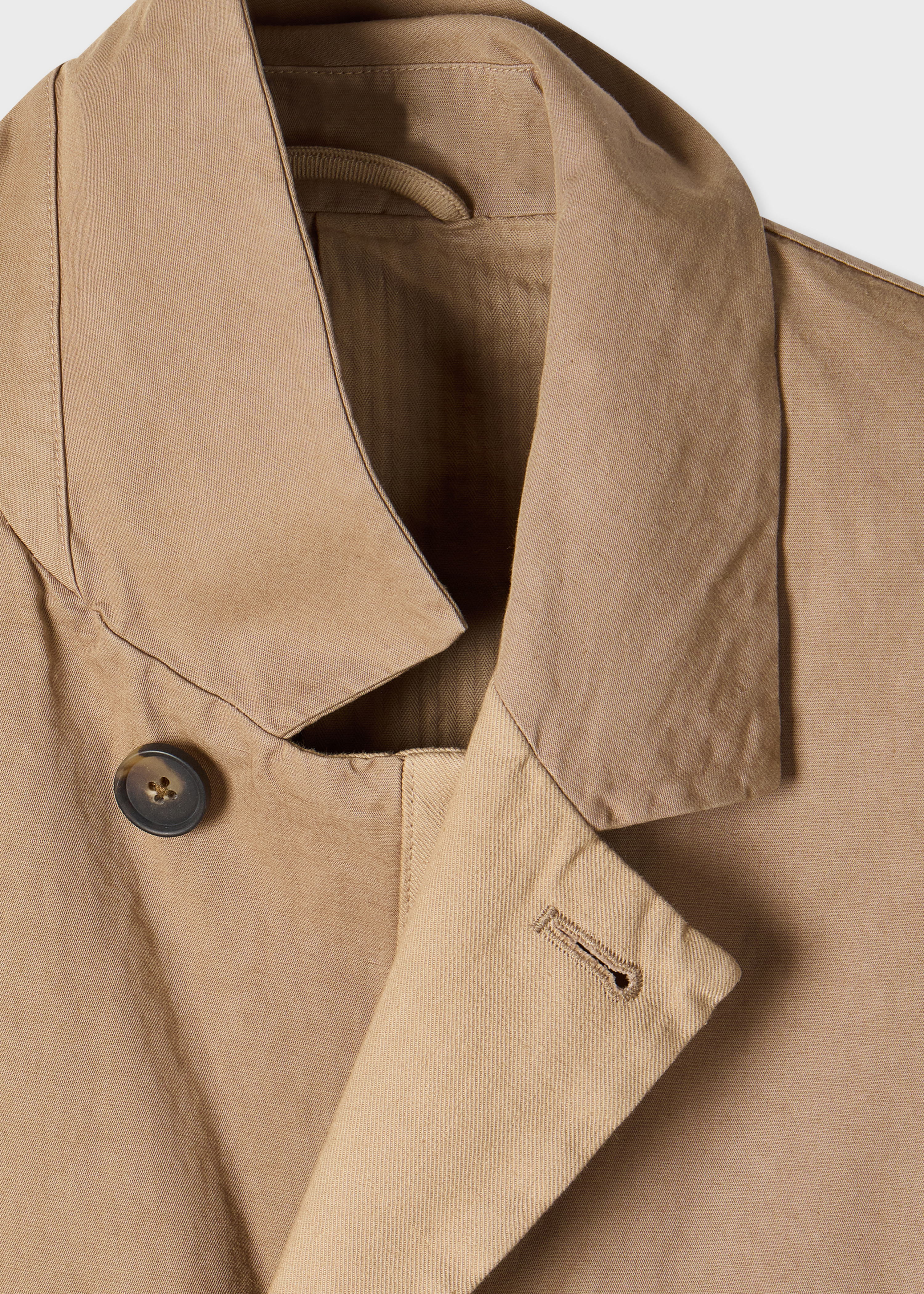 Taupe Cotton-Linen Three-Button Jacket thumbnail 11