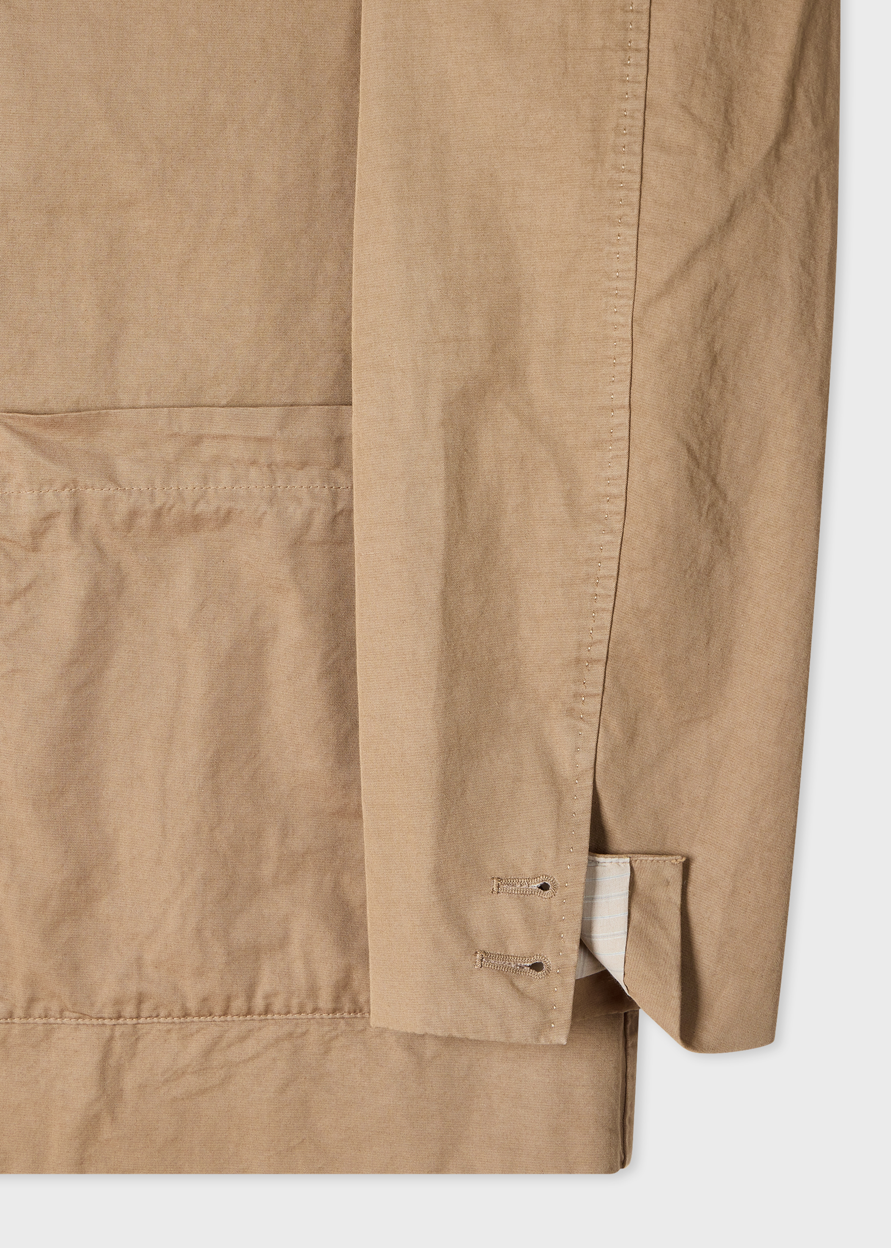 Taupe Cotton-Linen Three-Button Jacket thumbnail 9