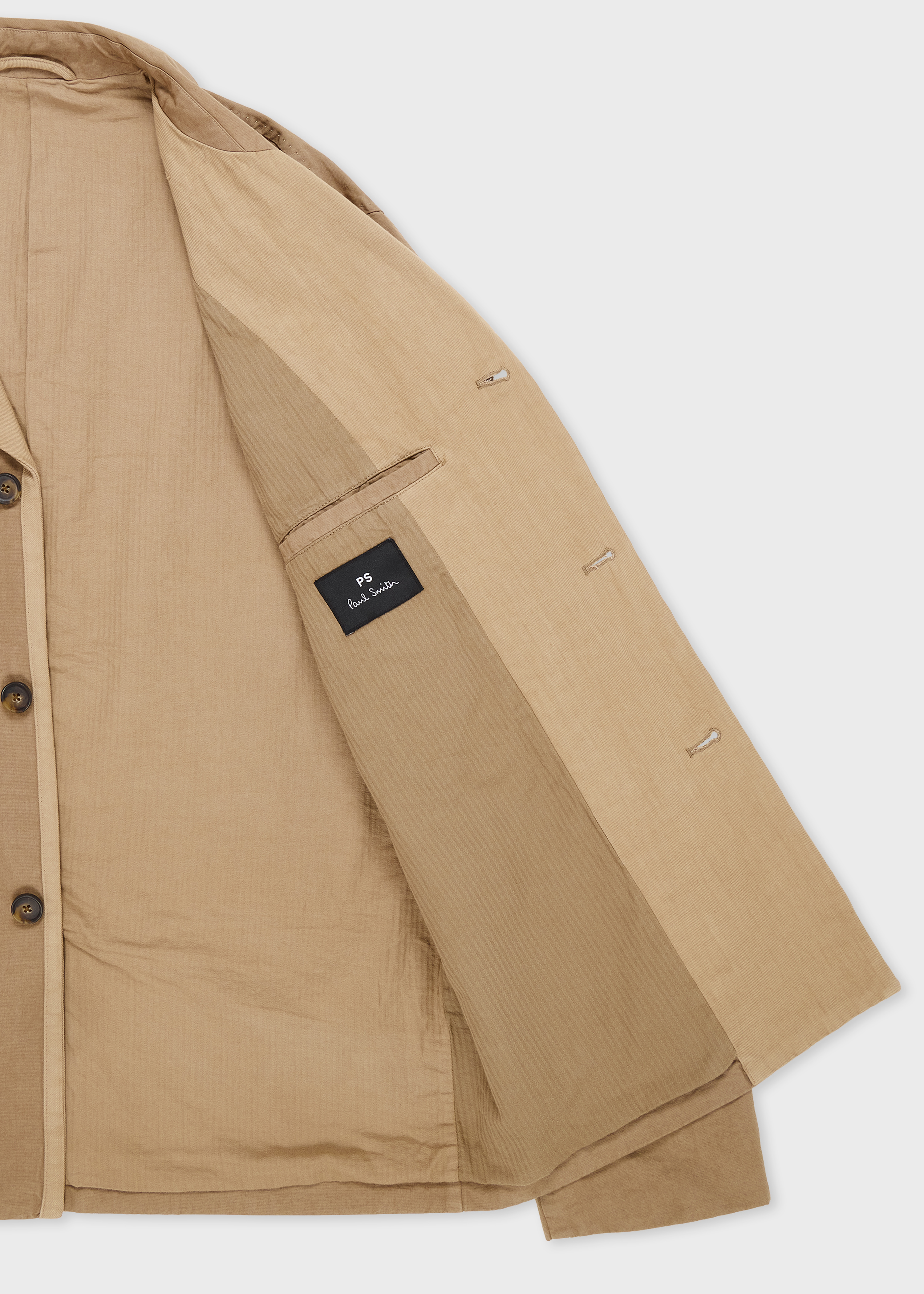 Taupe Cotton-Linen Three-Button Jacket thumbnail 7