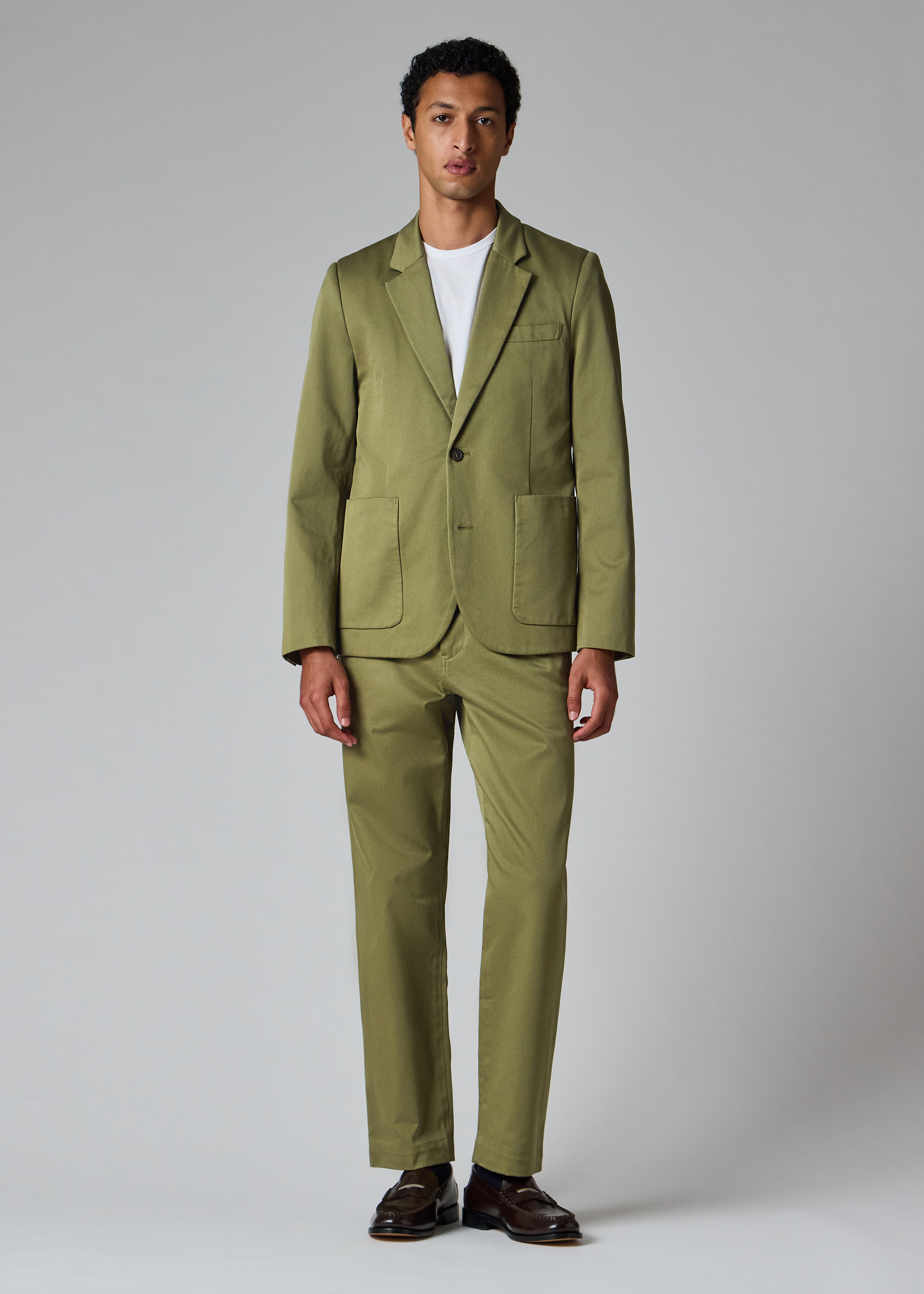 Khaki Cotton-Twill Piece-Dyed Blazer thumbnail 11