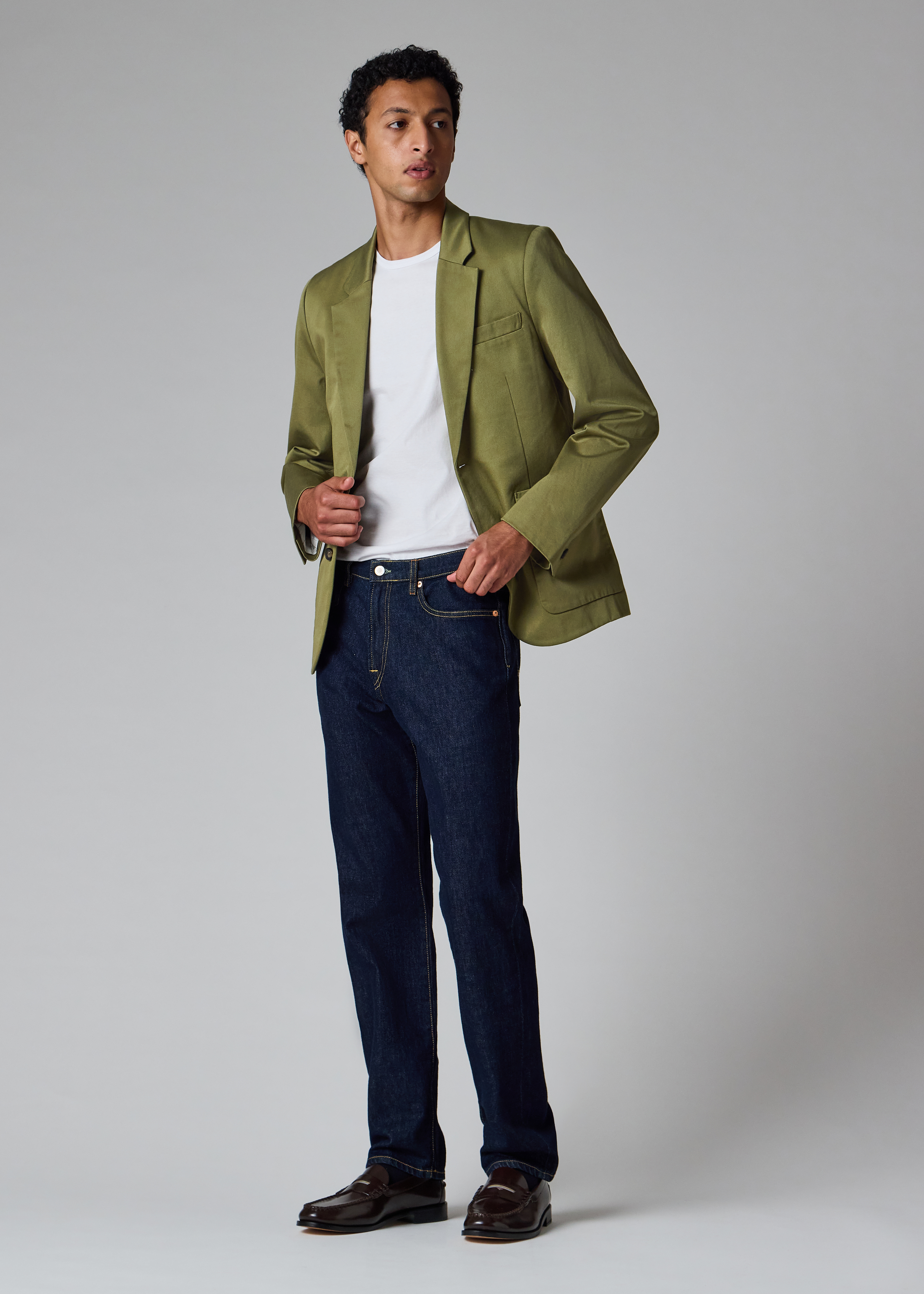 Khaki Cotton-Twill Piece-Dyed Blazer thumbnail 13