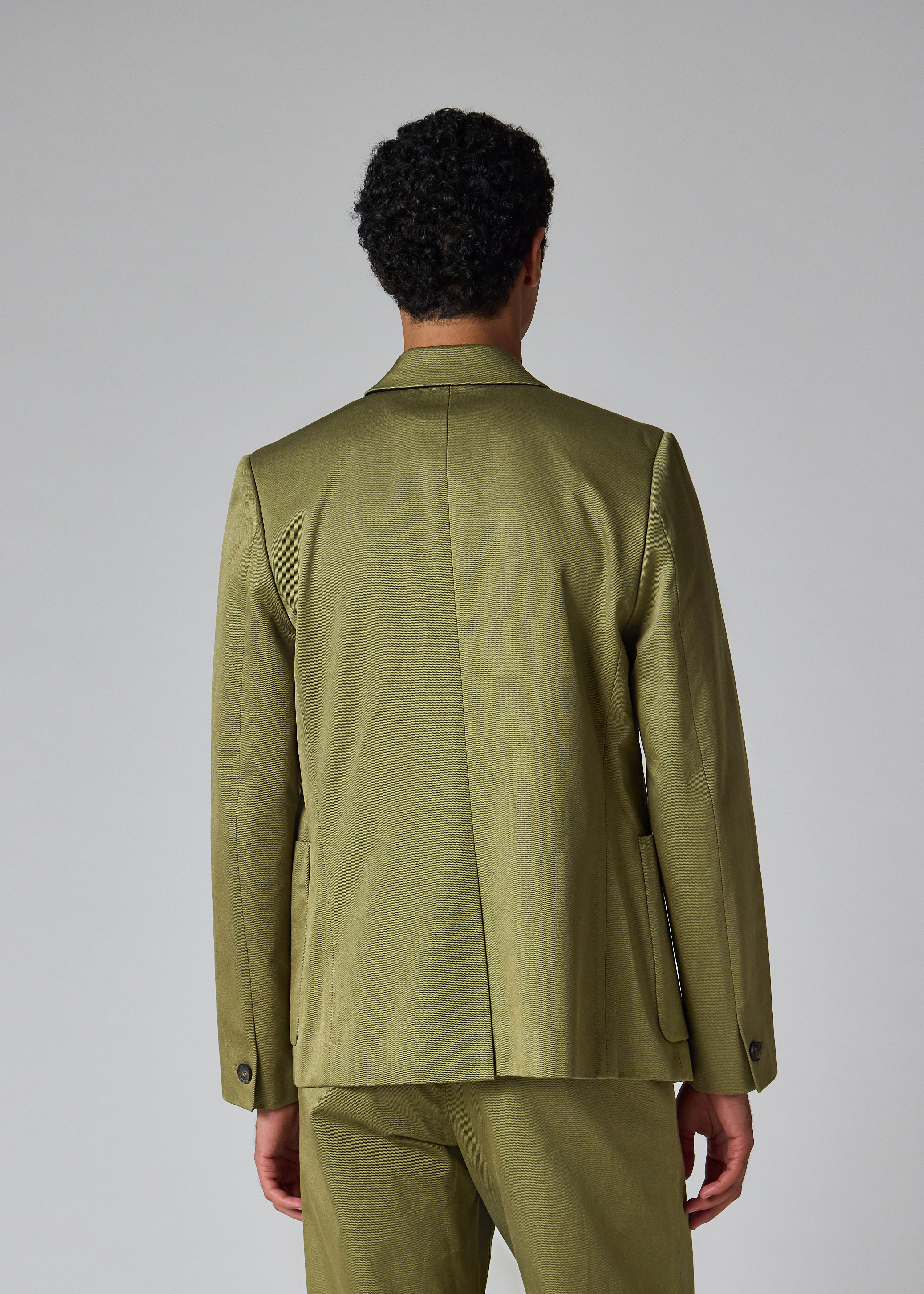 Khaki Cotton-Twill Piece-Dyed Blazer thumbnail 4