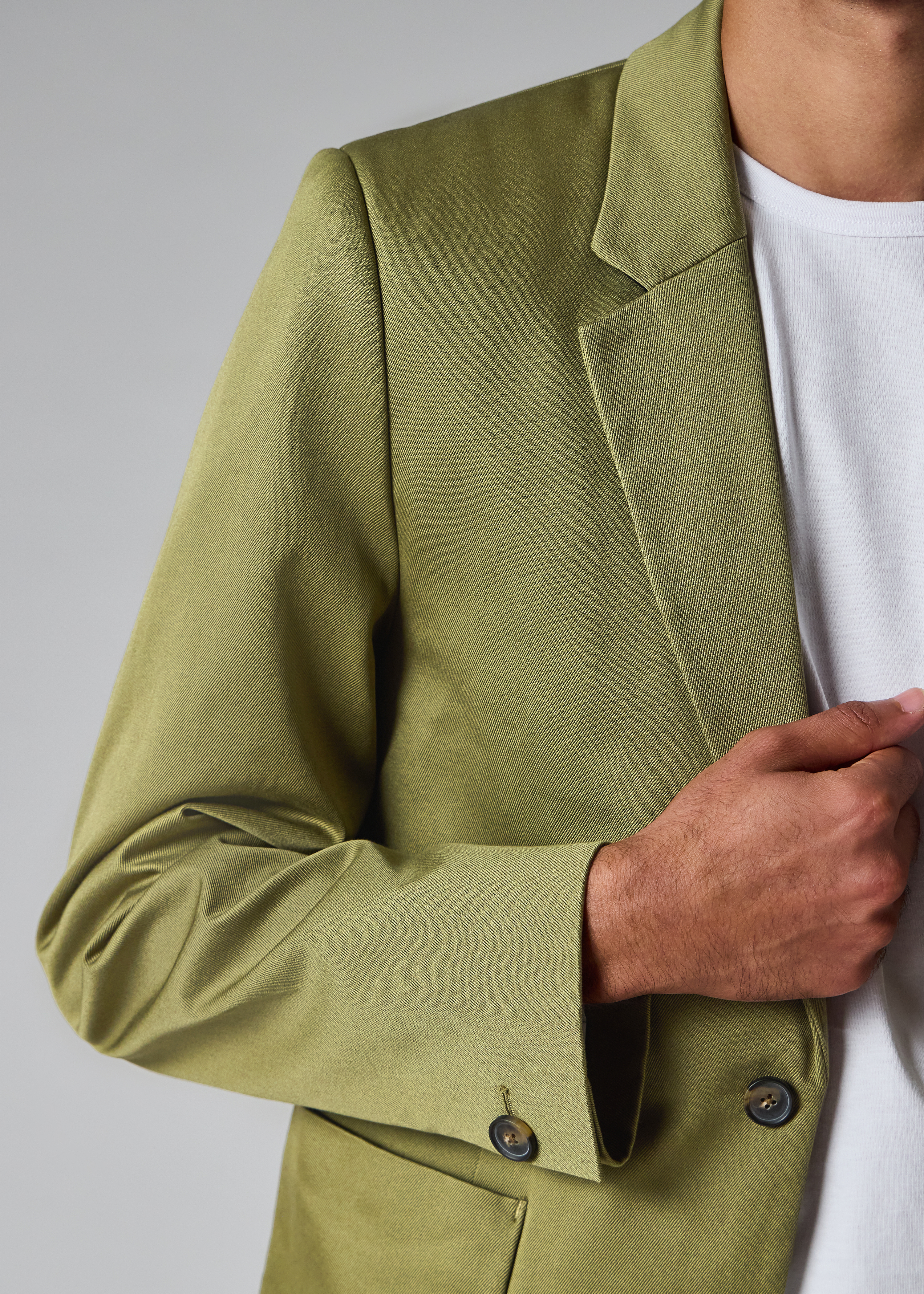 Khaki Cotton-Twill Piece-Dyed Blazer thumbnail 7