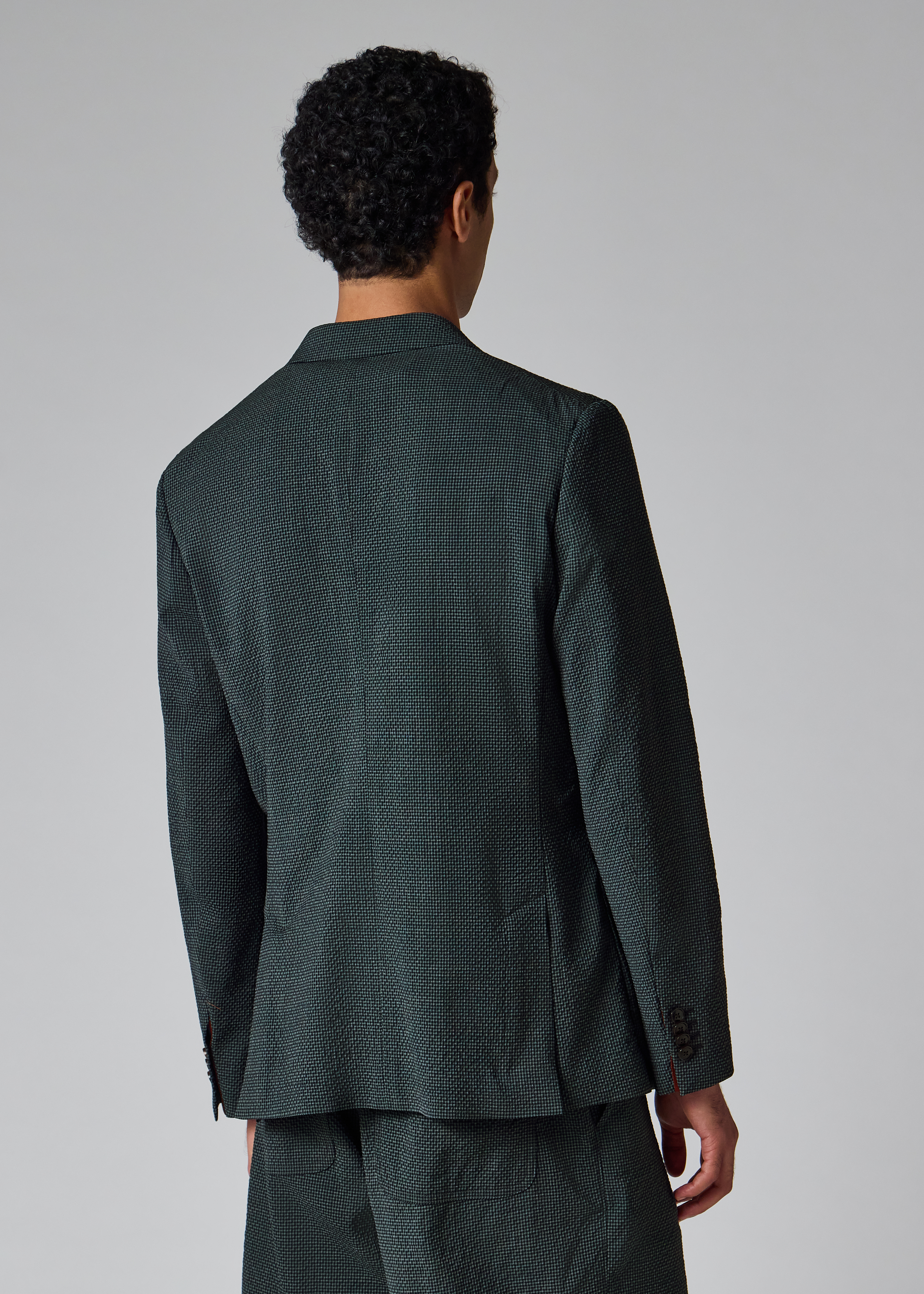 Dark Green Seersucker Check Blazer thumbnail 4