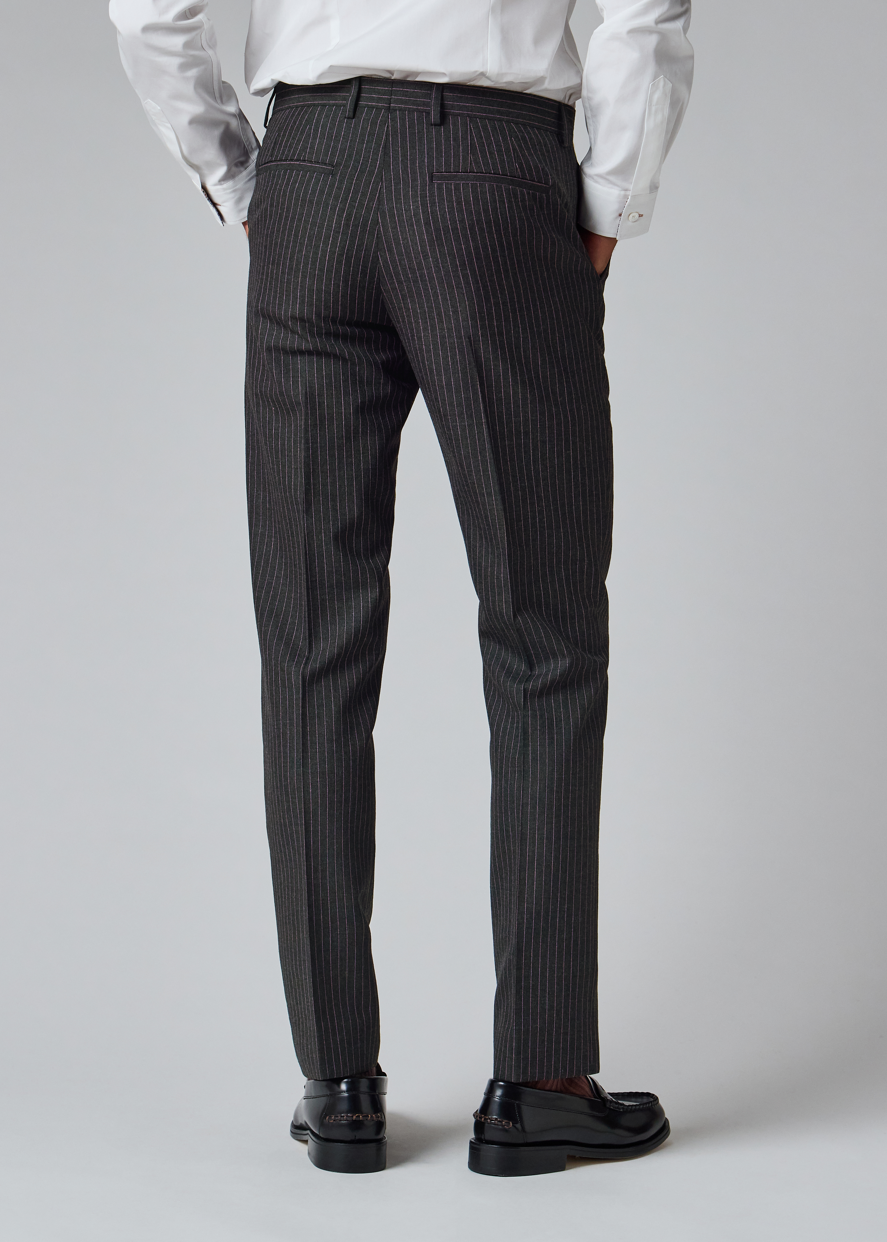 Slim-Fit Charcoal Pinstripe Wool Trousers thumbnail 4