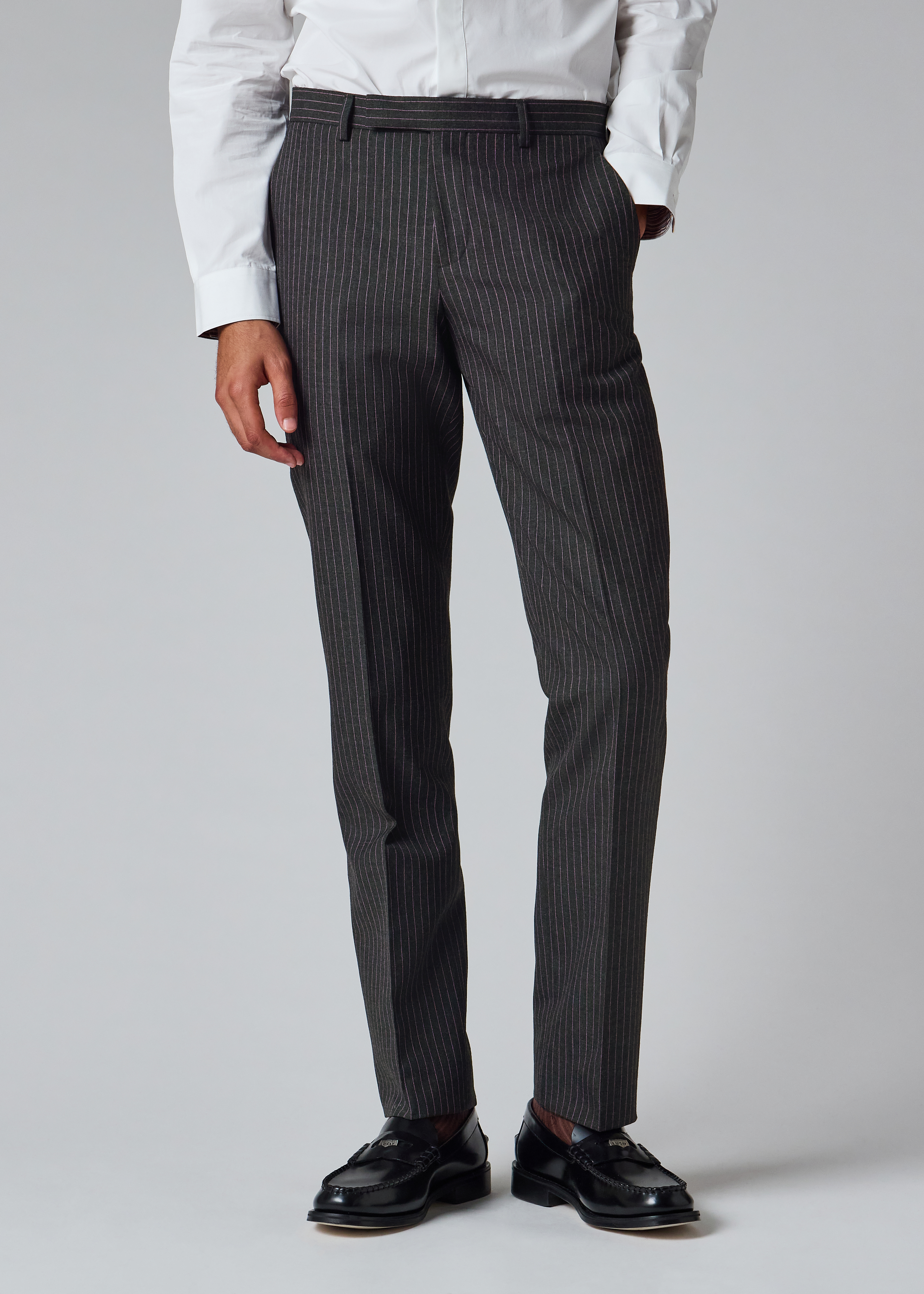 Slim-Fit Charcoal Pinstripe Wool Trousers thumbnail 2