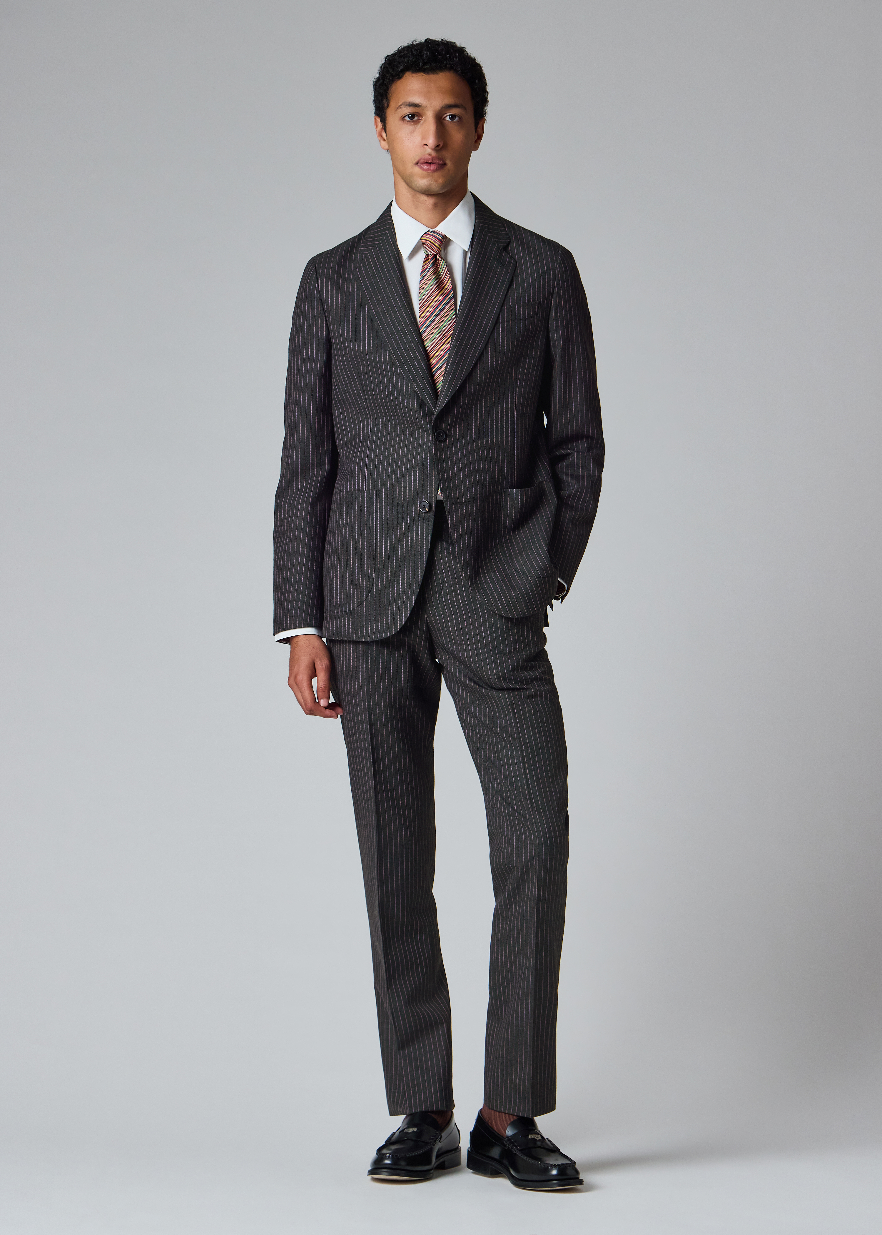 Charcoal Pinstripe Wool Patch-Pocket Blazer thumbnail 13
