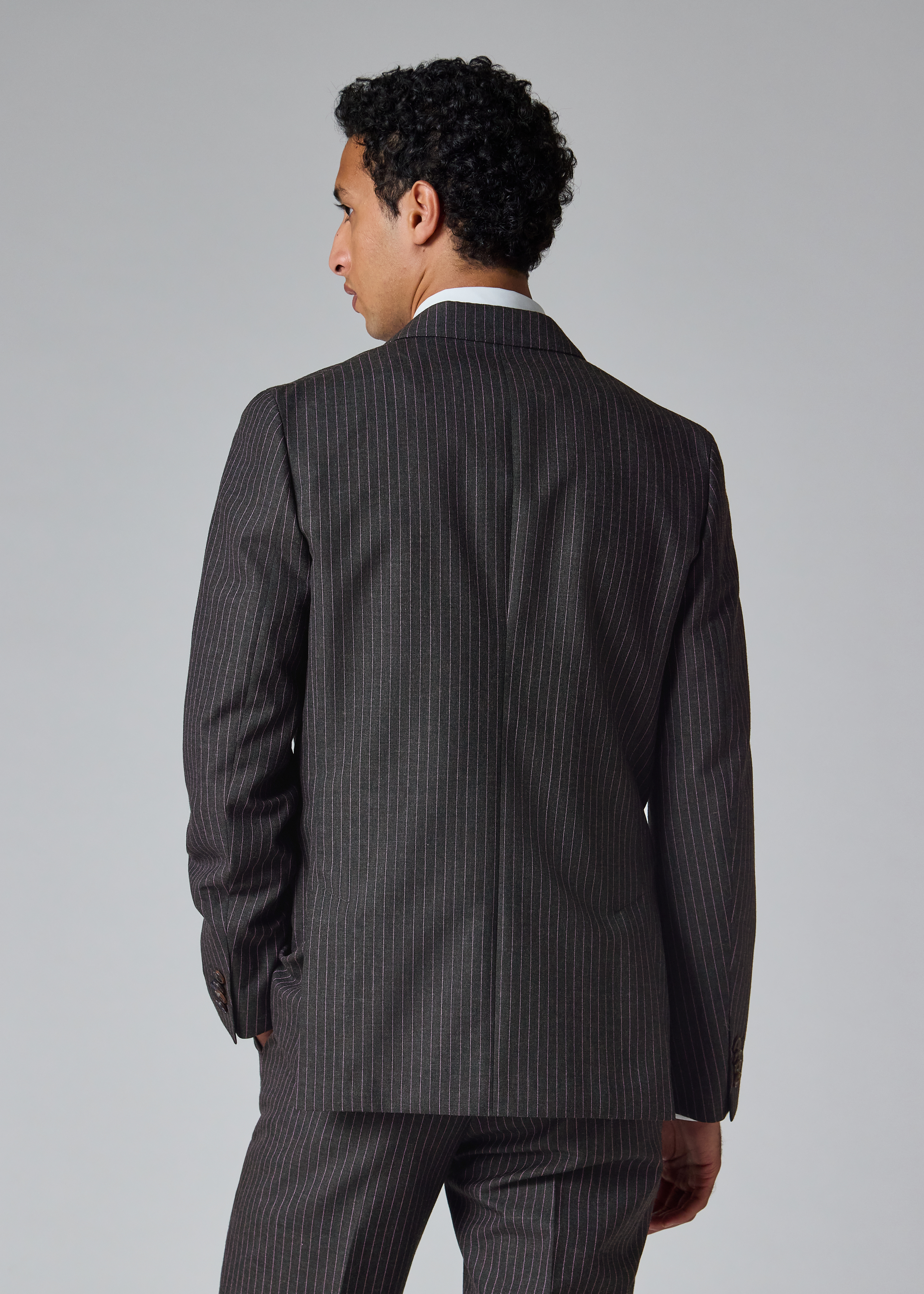 Charcoal Pinstripe Wool Patch-Pocket Blazer thumbnail 4