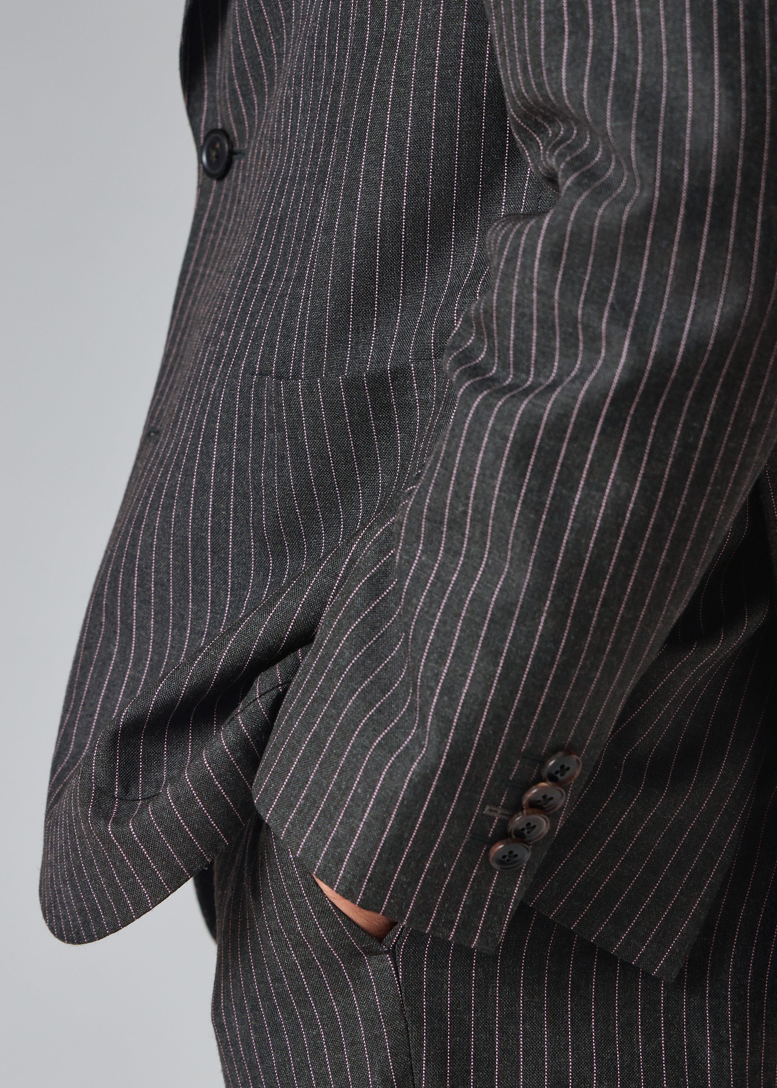 Charcoal Pinstripe Wool Patch-Pocket Blazer thumbnail 11