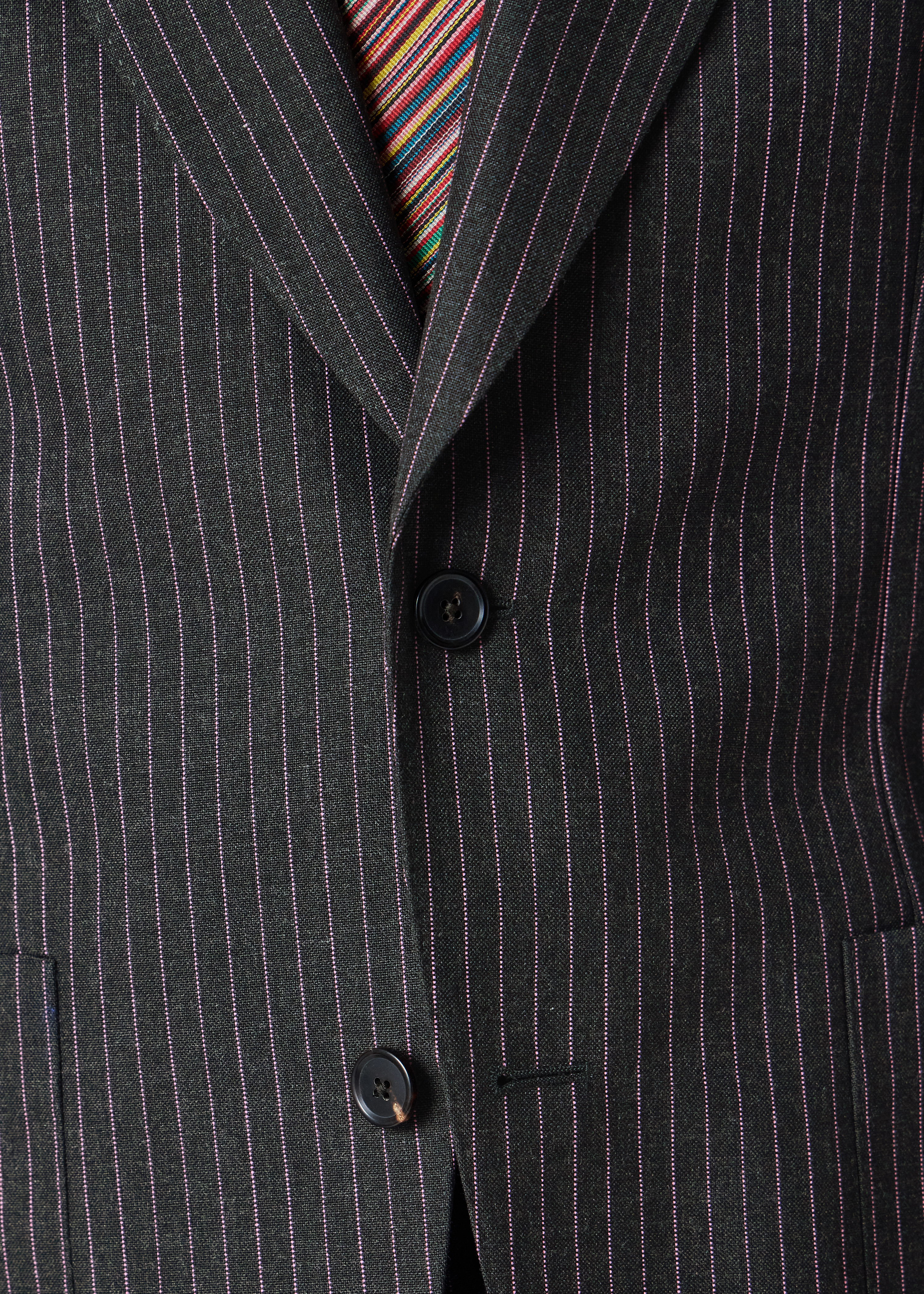 Charcoal Pinstripe Wool Patch-Pocket Blazer thumbnail 9