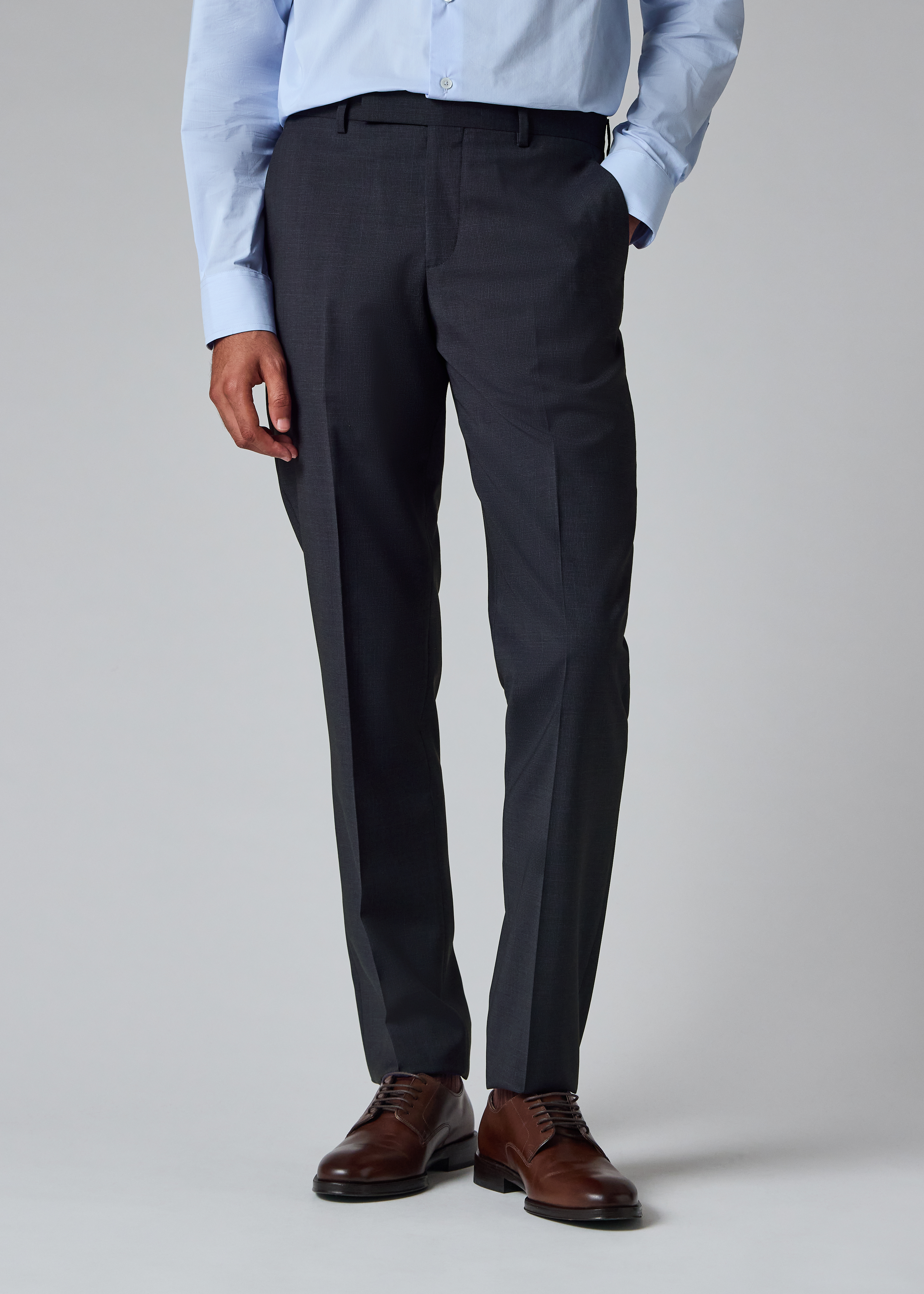 Slim-Fit Navy Houndstooth Wool Trousers thumbnail 2