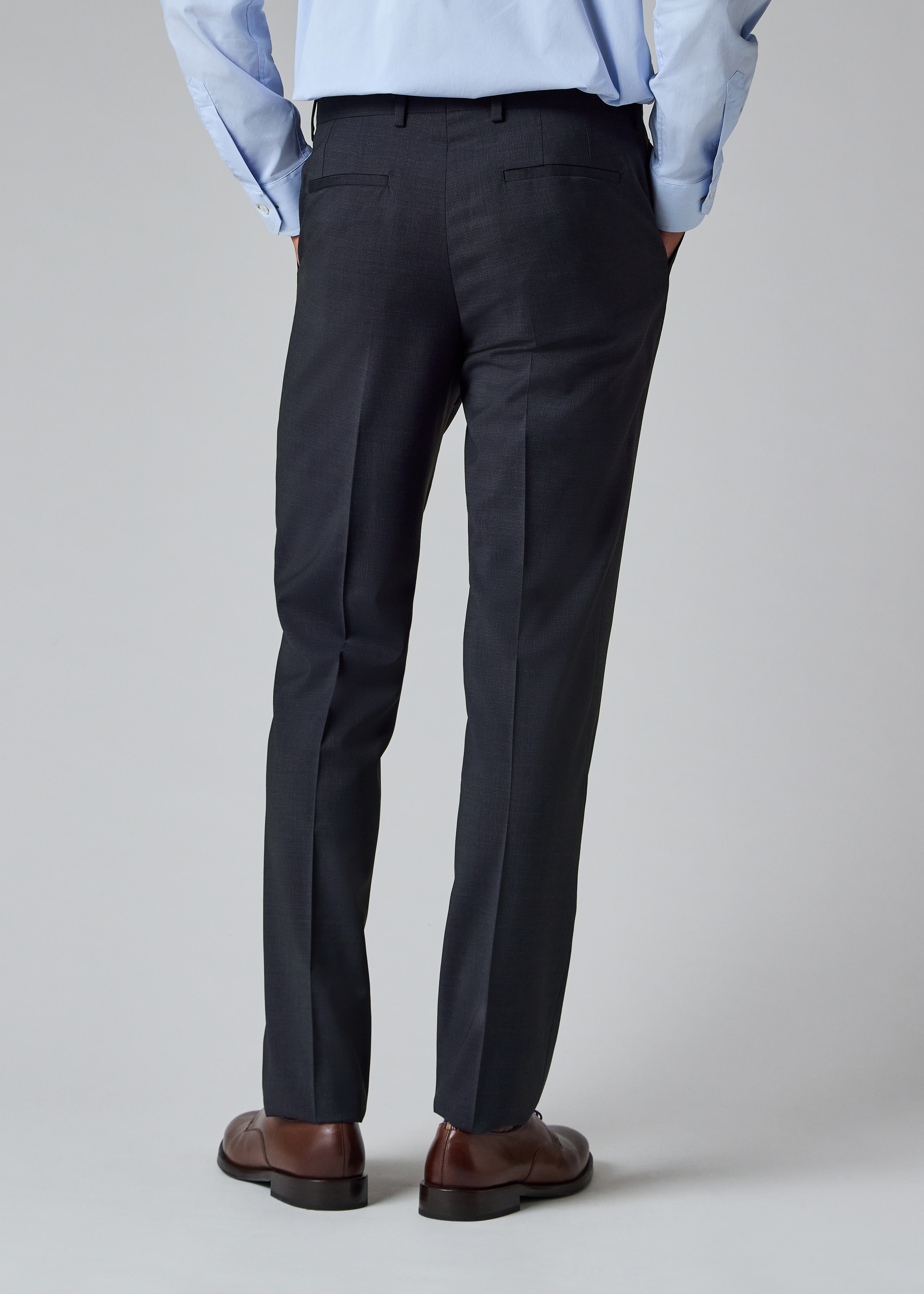 Slim-Fit Navy Houndstooth Wool Trousers thumbnail 4
