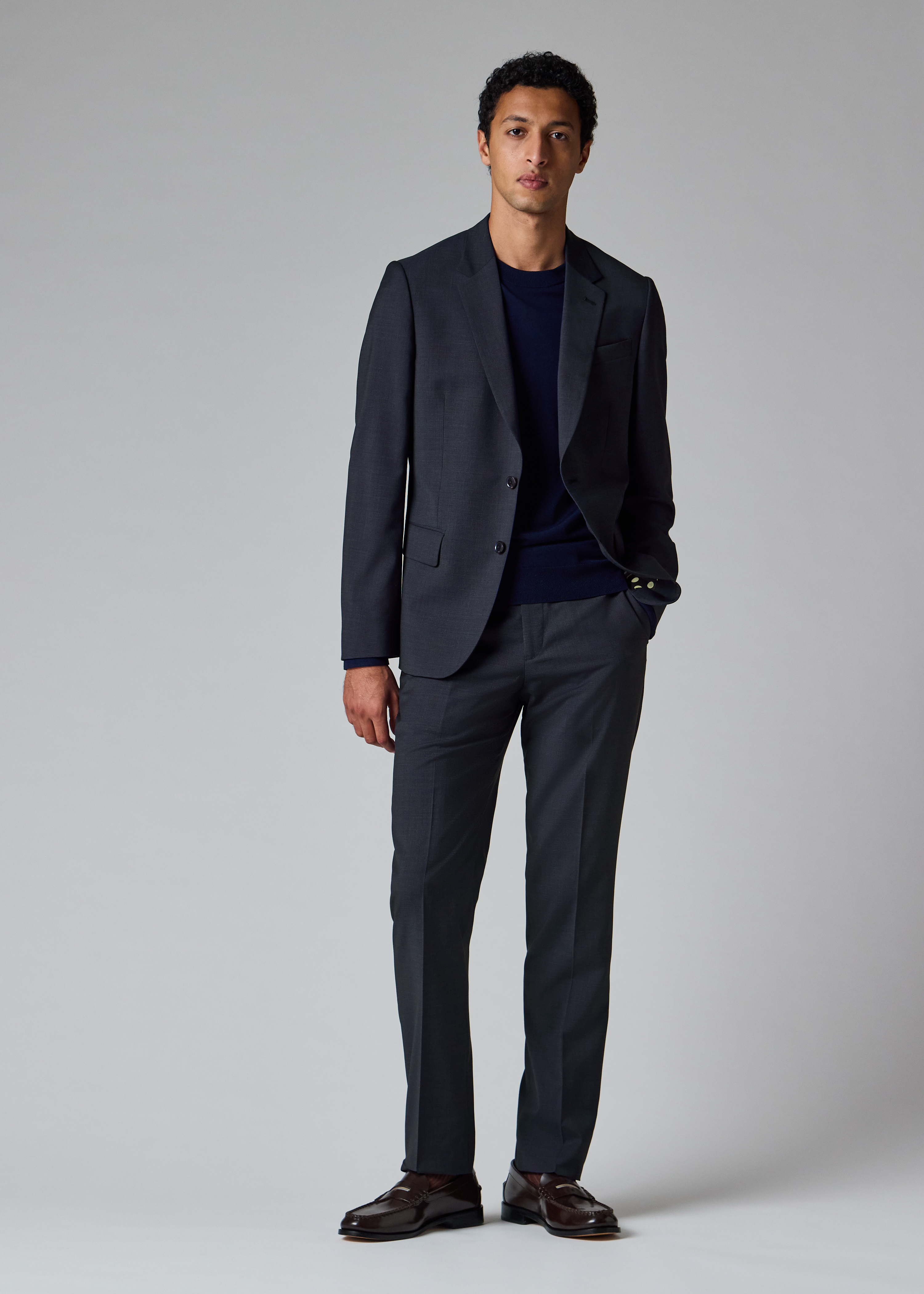 The Soho - Tailored-Fit Navy Houndstooth Wool Blazer thumbnail 10