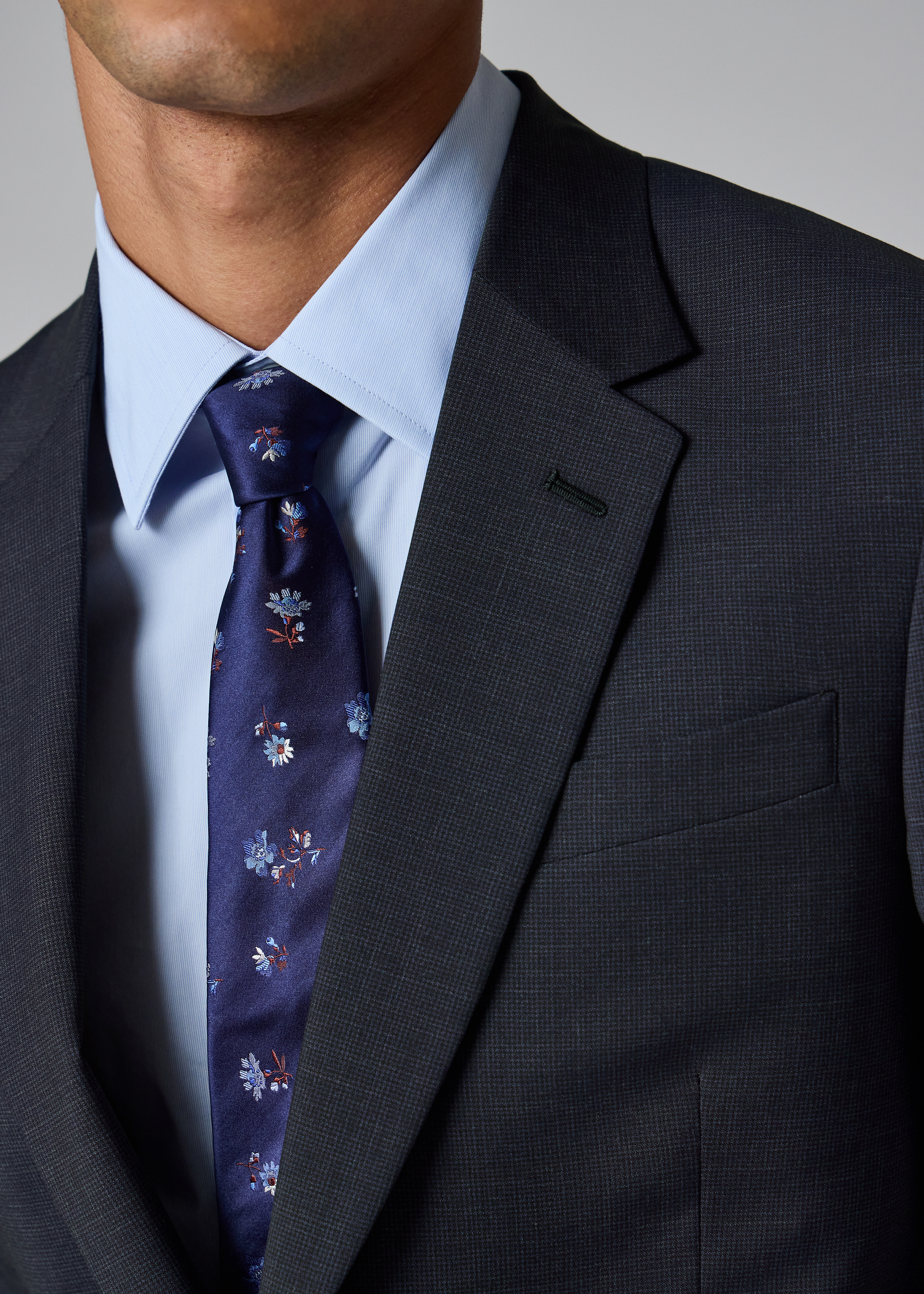 The Soho - Tailored-Fit Navy Houndstooth Wool Blazer thumbnail 7
