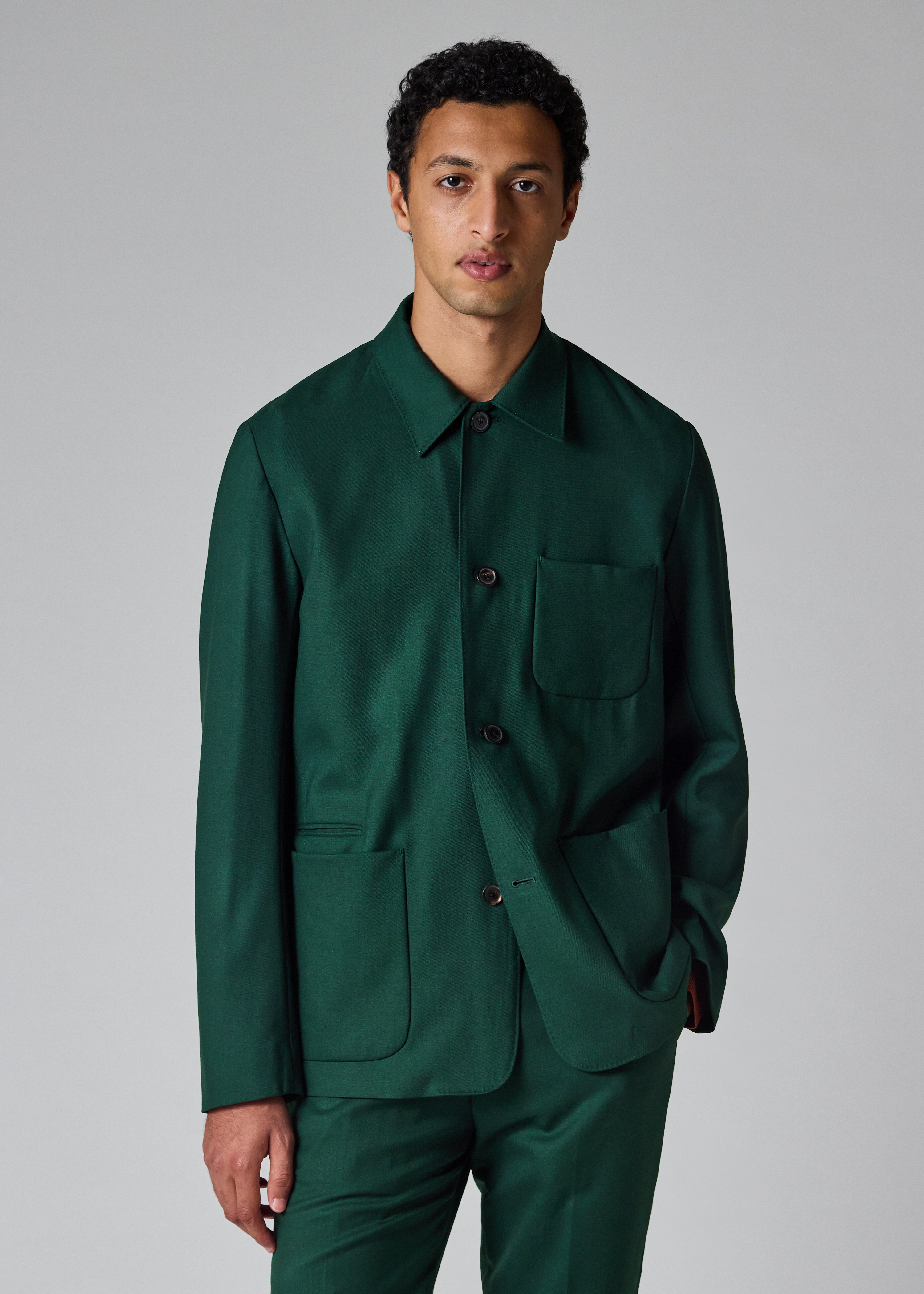 Dark Green Wool Two-Piece Suit thumbnail 2