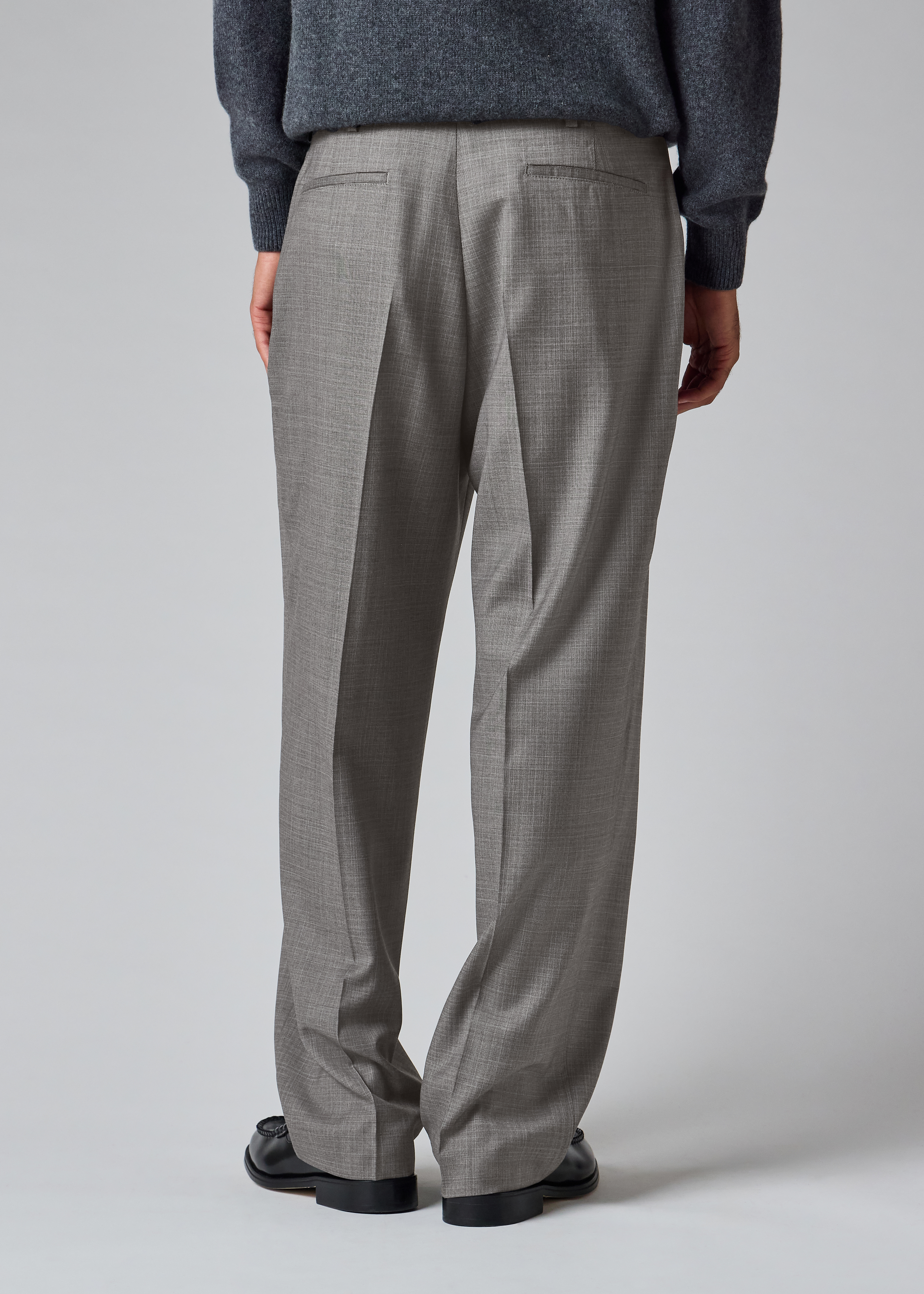 Grey Superfine Merino Wool Pleated Trousers thumbnail 5
