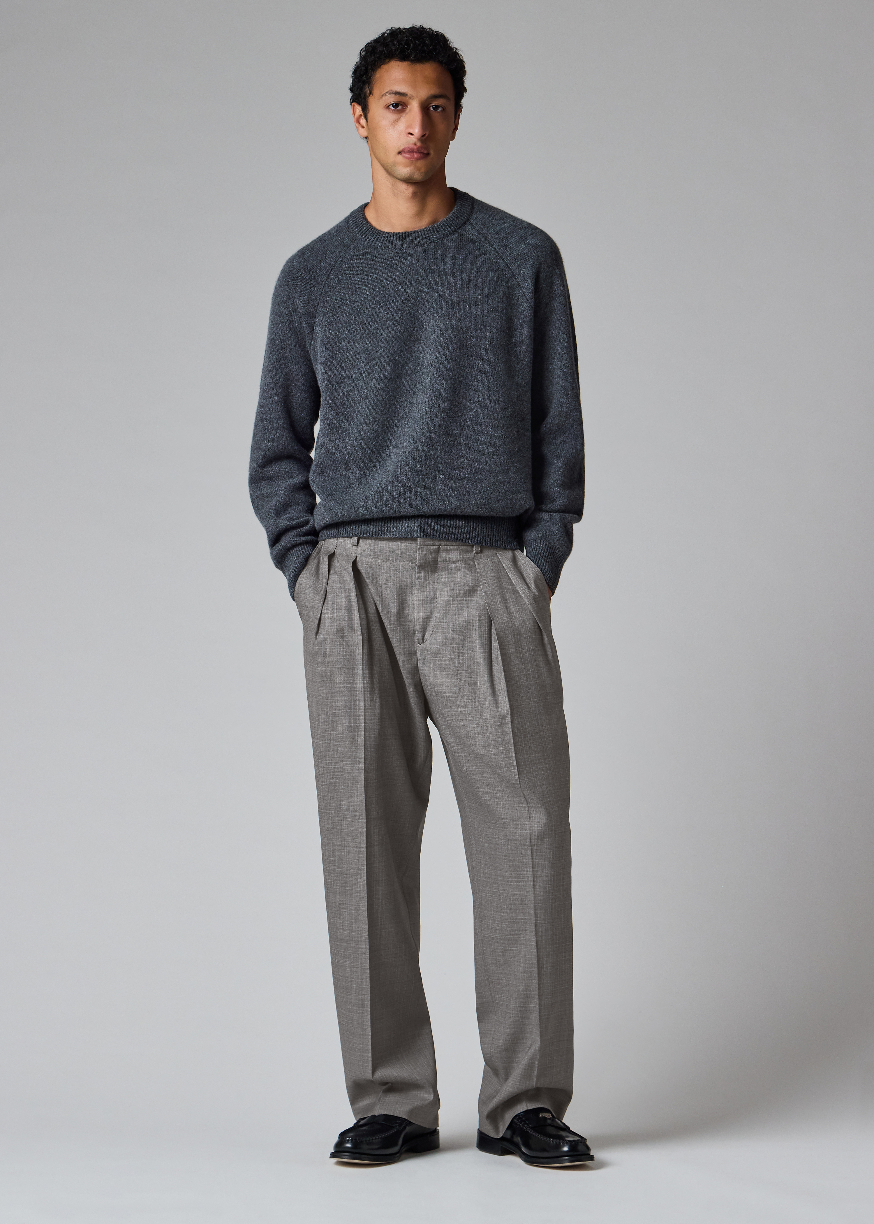 Grey Superfine Merino Wool Pleated Trousers thumbnail 9