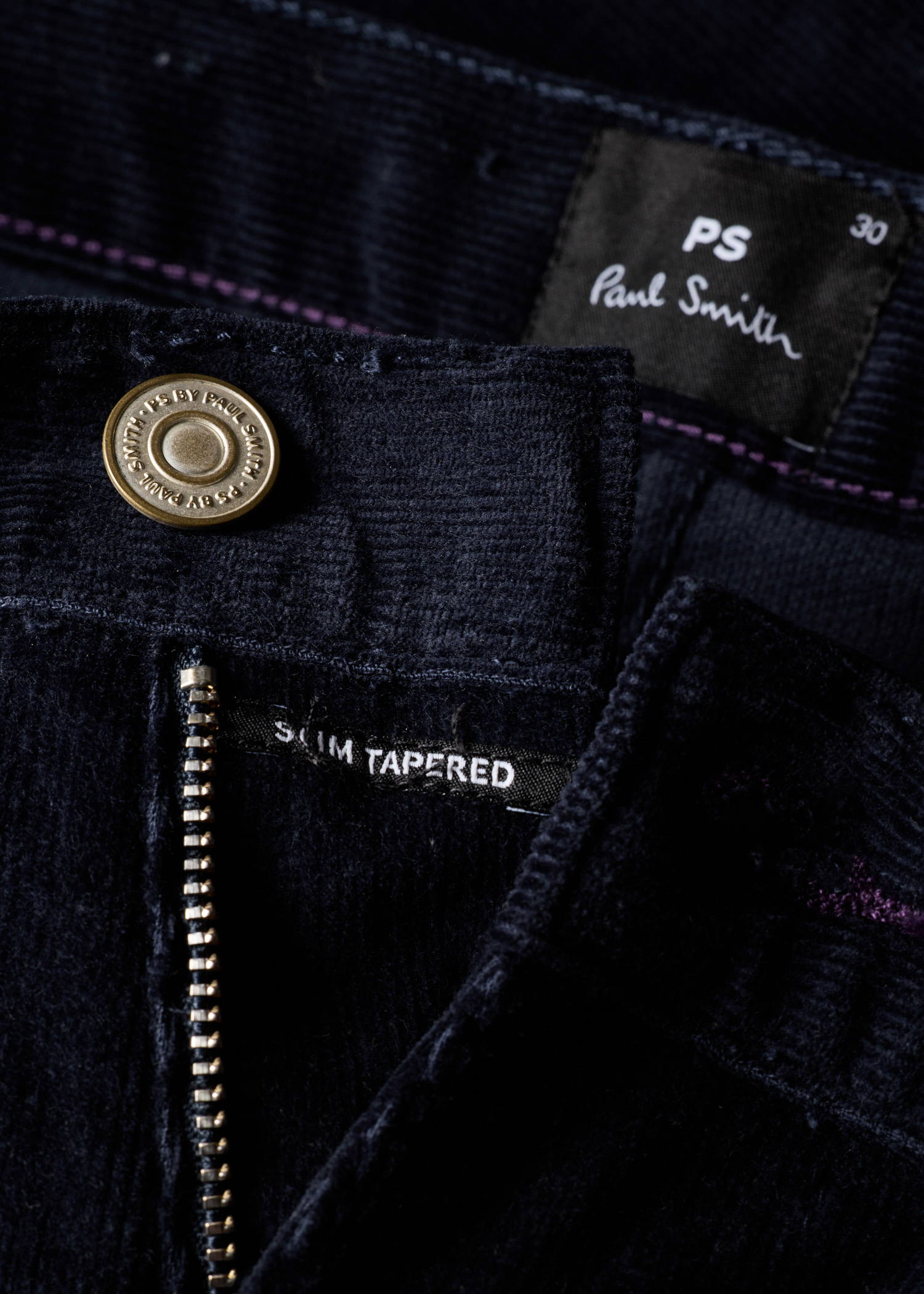 Slim Tapered-Fit Navy Corduroy Trousers thumbnail 3