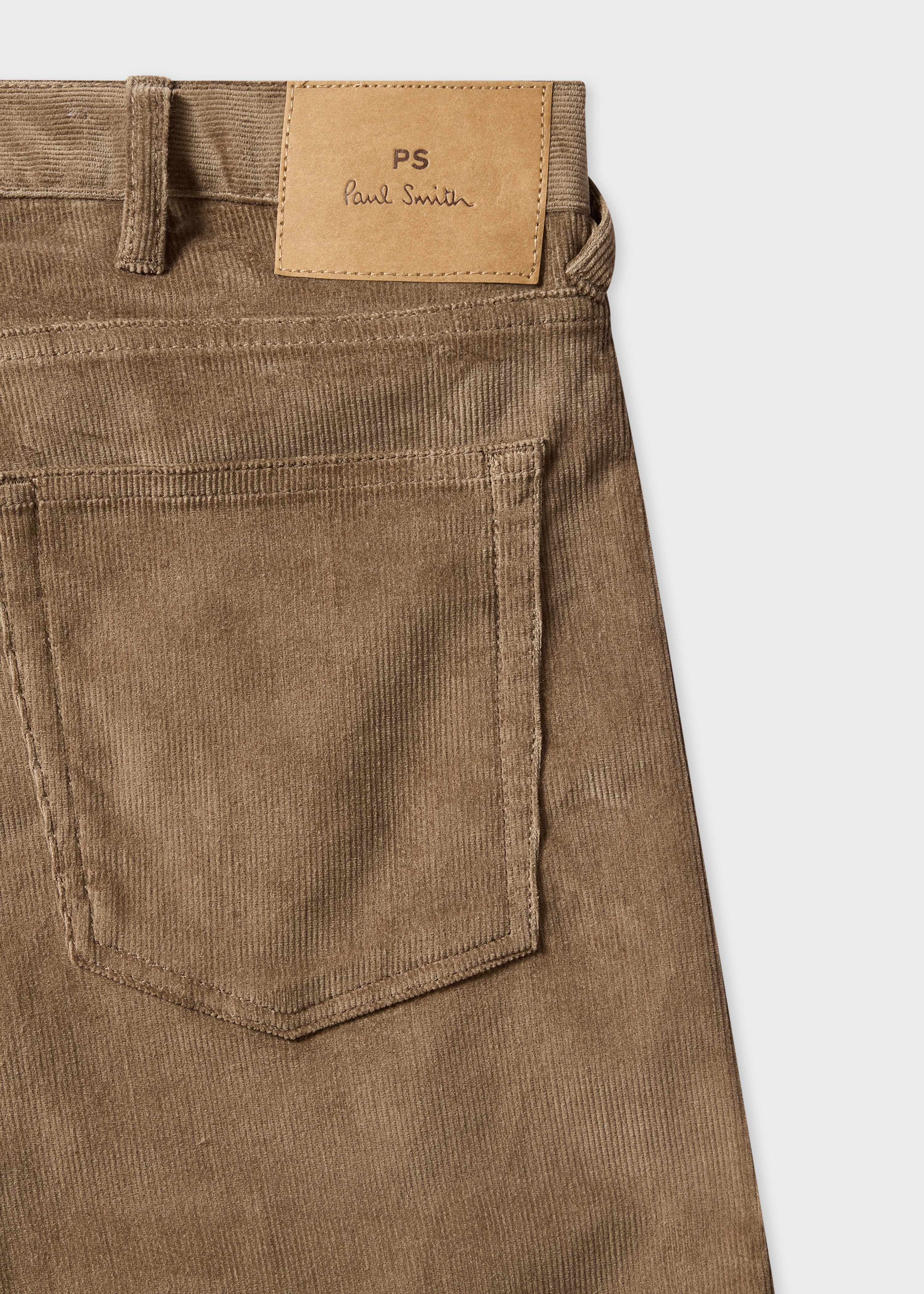Slim Tapered-Fit Light Brown Corduroy Trousers thumbnail 2