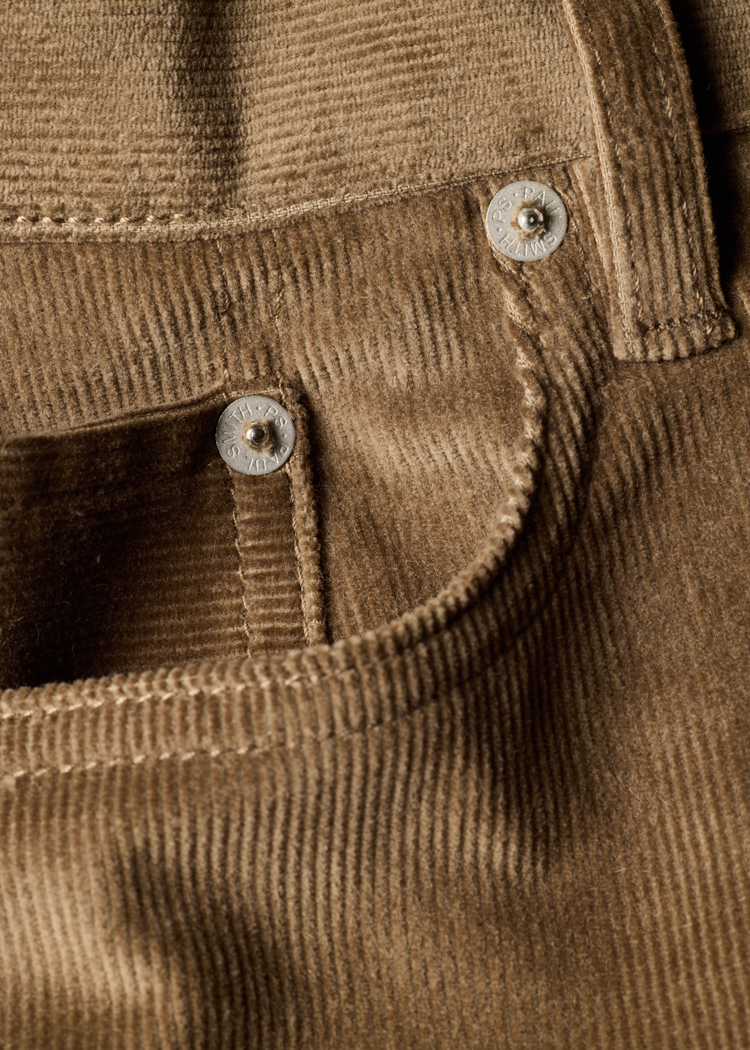Slim Tapered-Fit Light Brown Corduroy Trousers thumbnail 3