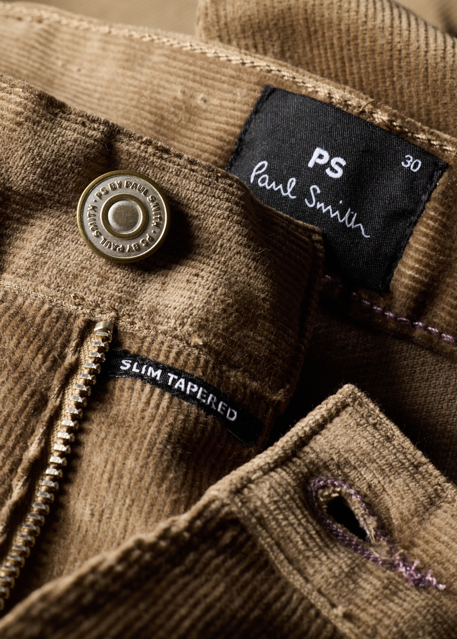 Slim Tapered-Fit Light Brown Corduroy Trousers thumbnail 6