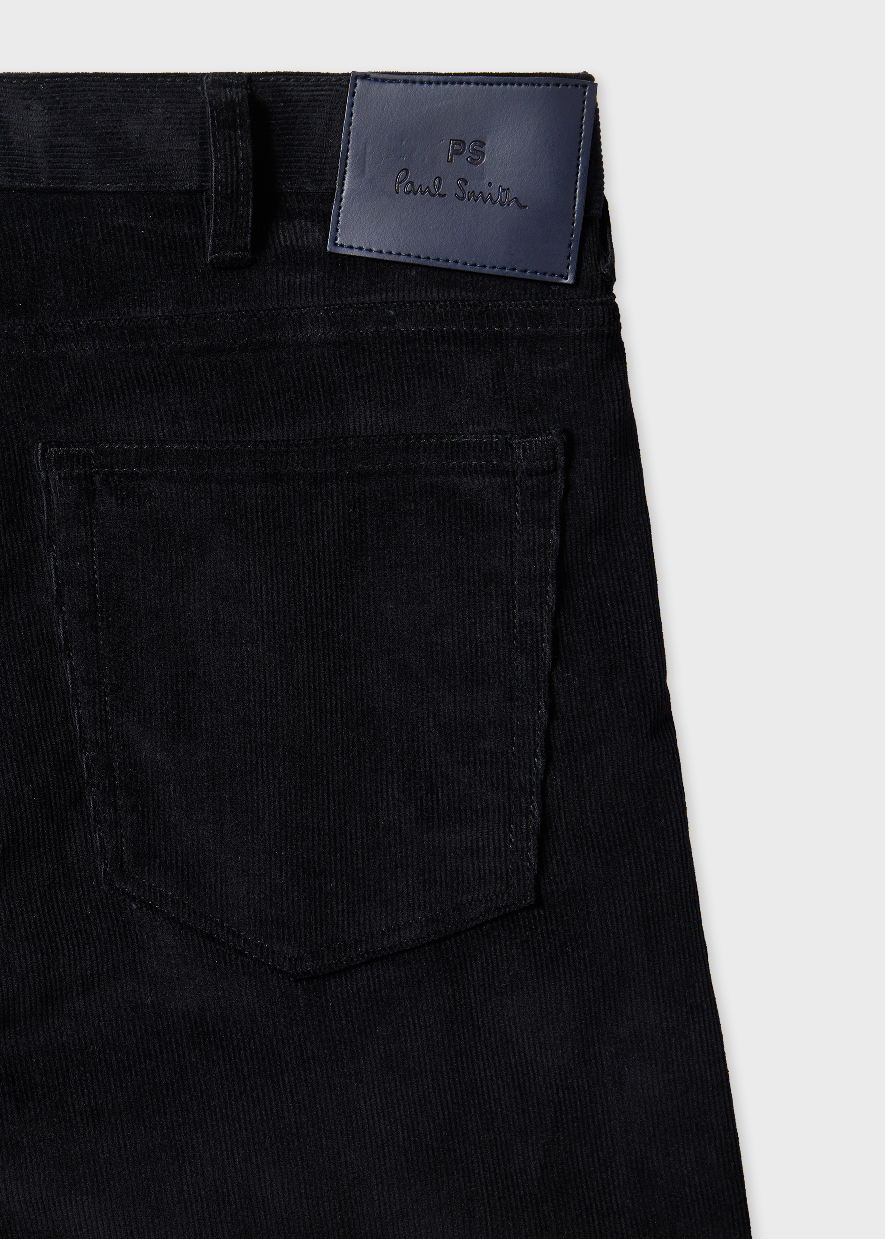 Slim Tapered-Fit Black Corduroy Trousers thumbnail 2