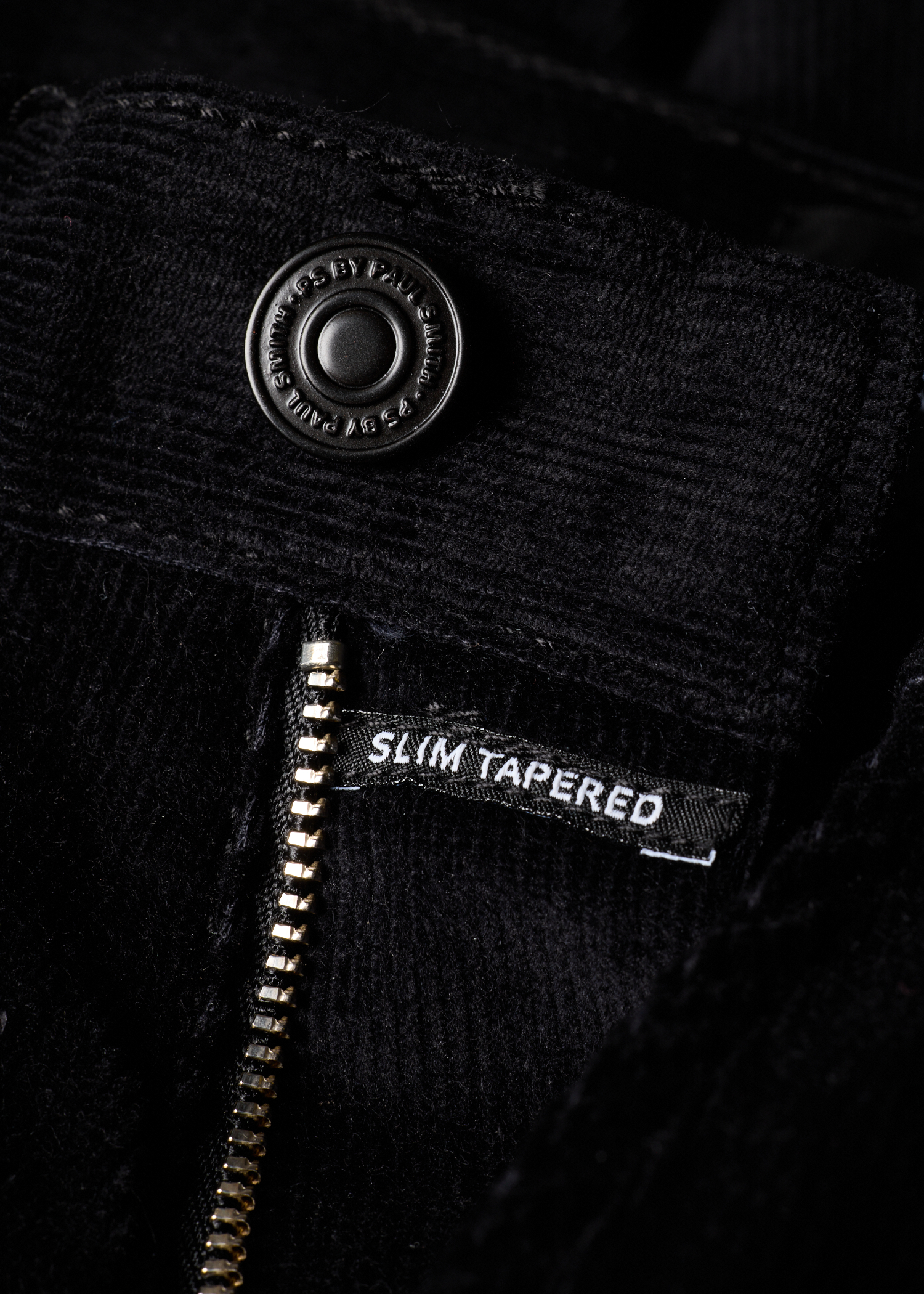 Slim Tapered-Fit Black Corduroy Trousers thumbnail 3