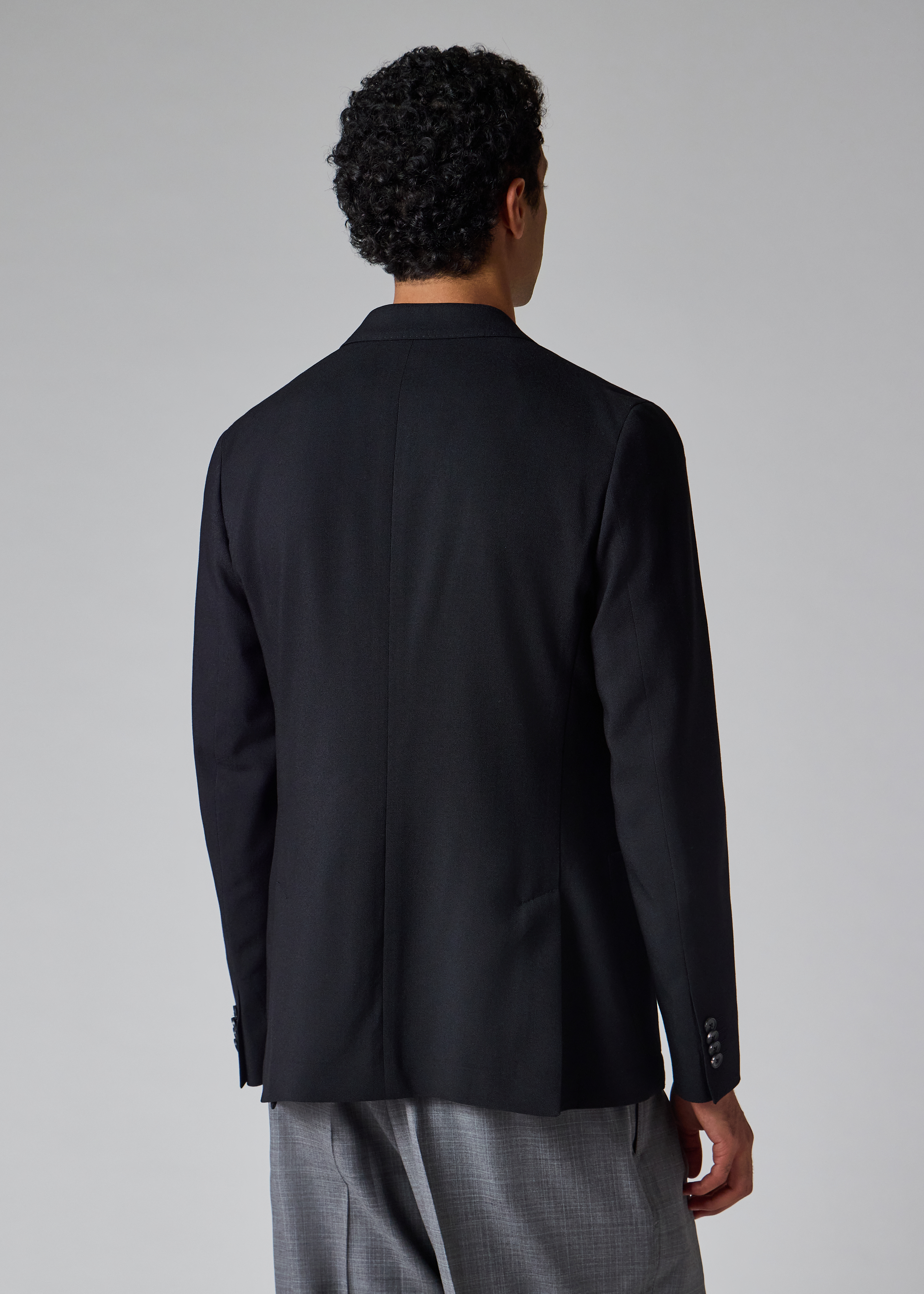 Black Two-Ply Merino Wool Patch-Pocket Blazer thumbnail 5