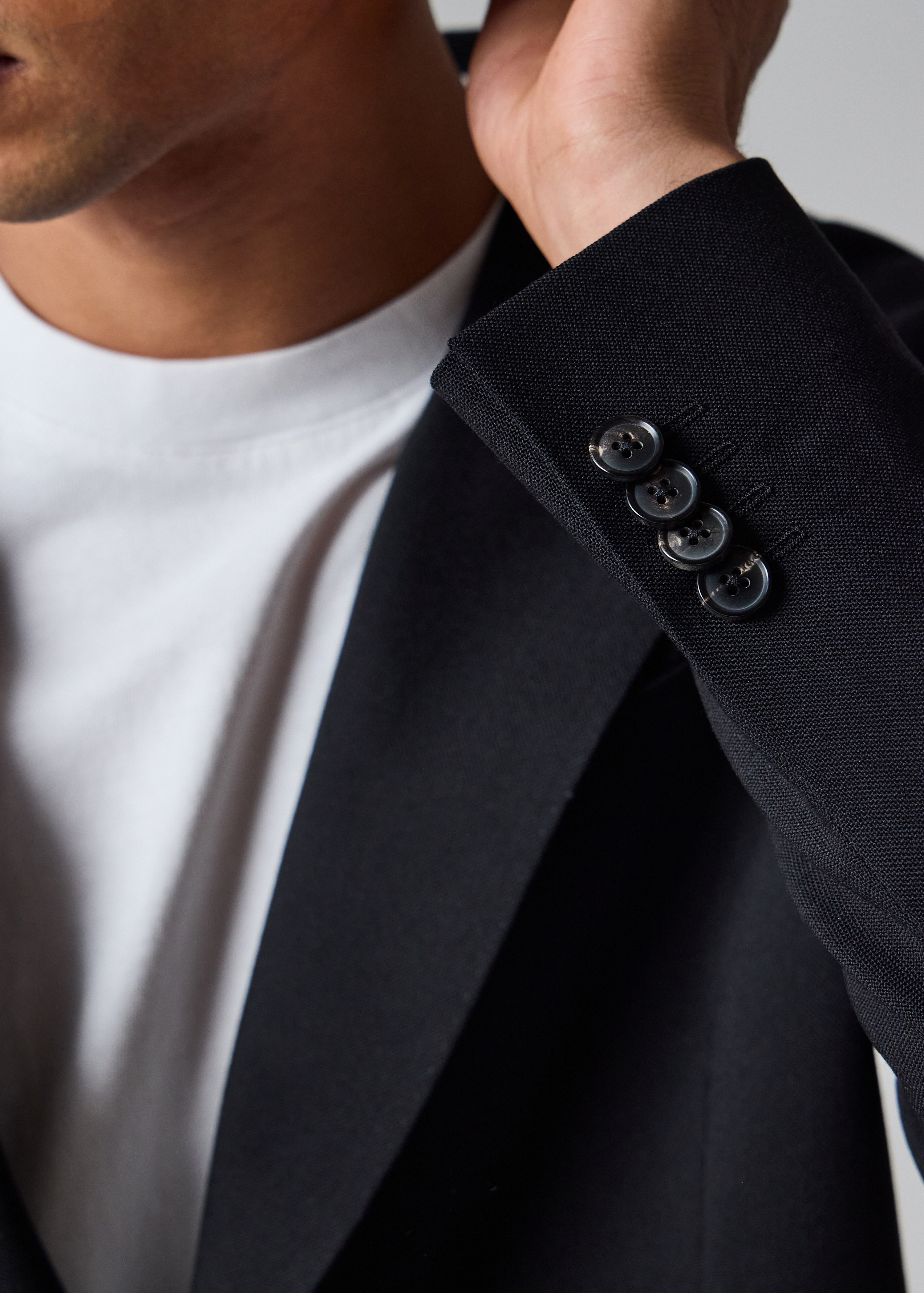 Black Two-Ply Merino Wool Patch-Pocket Blazer thumbnail 7