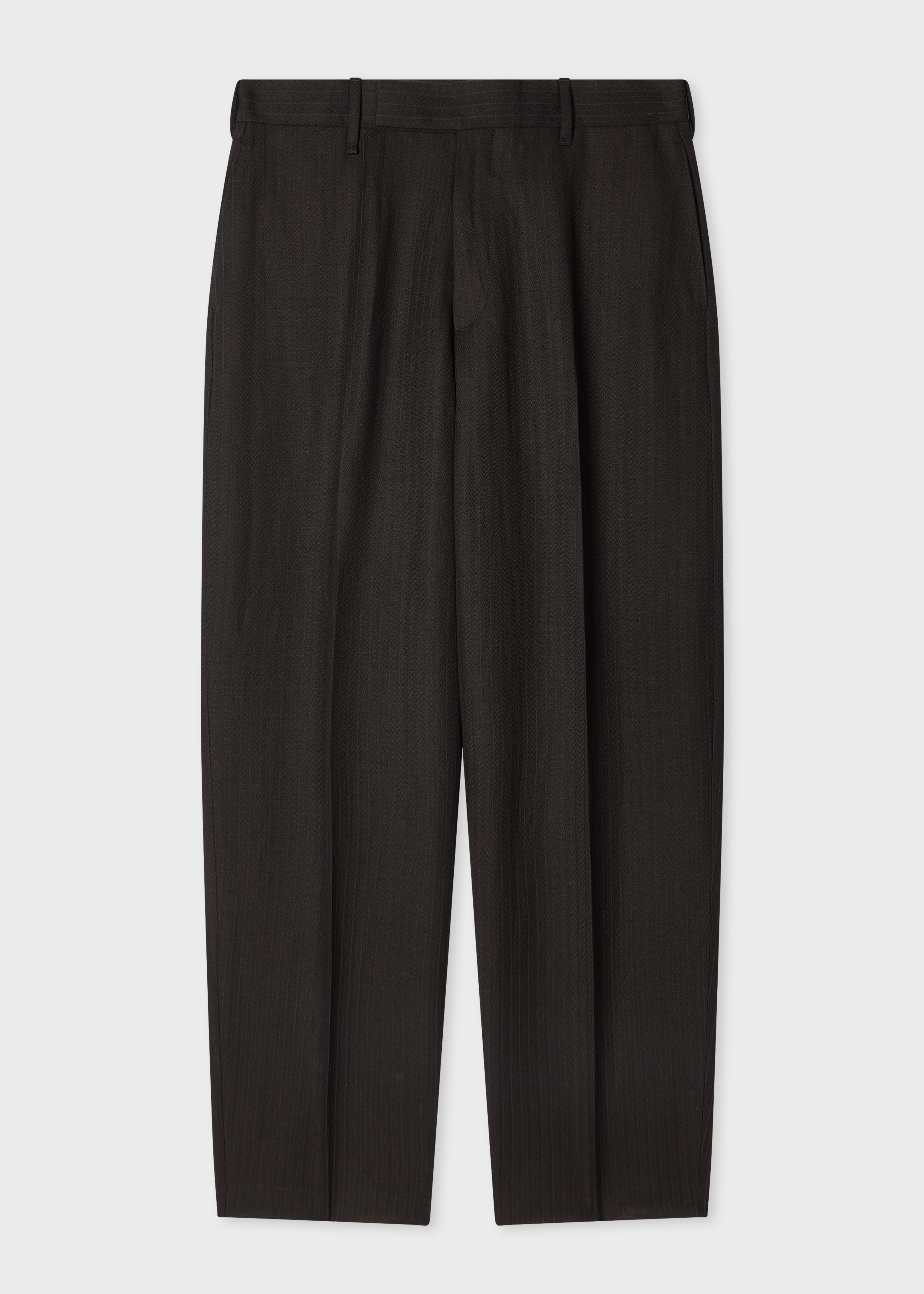 Black Linen and Wool-Blend Textured Twill Trousers primary image