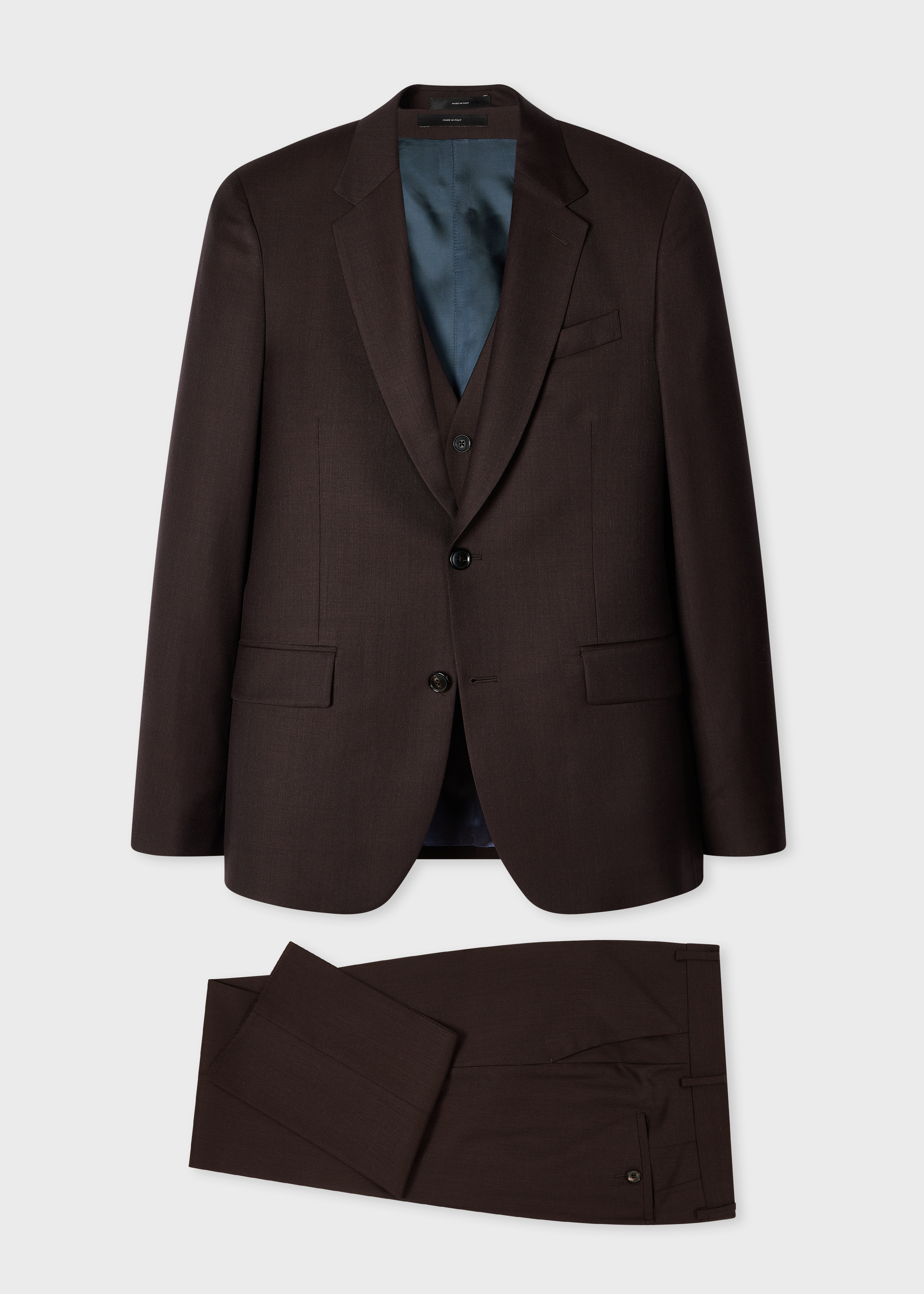 The Soho - Brown Sharkskin Wool Three-Piece Suit primary image