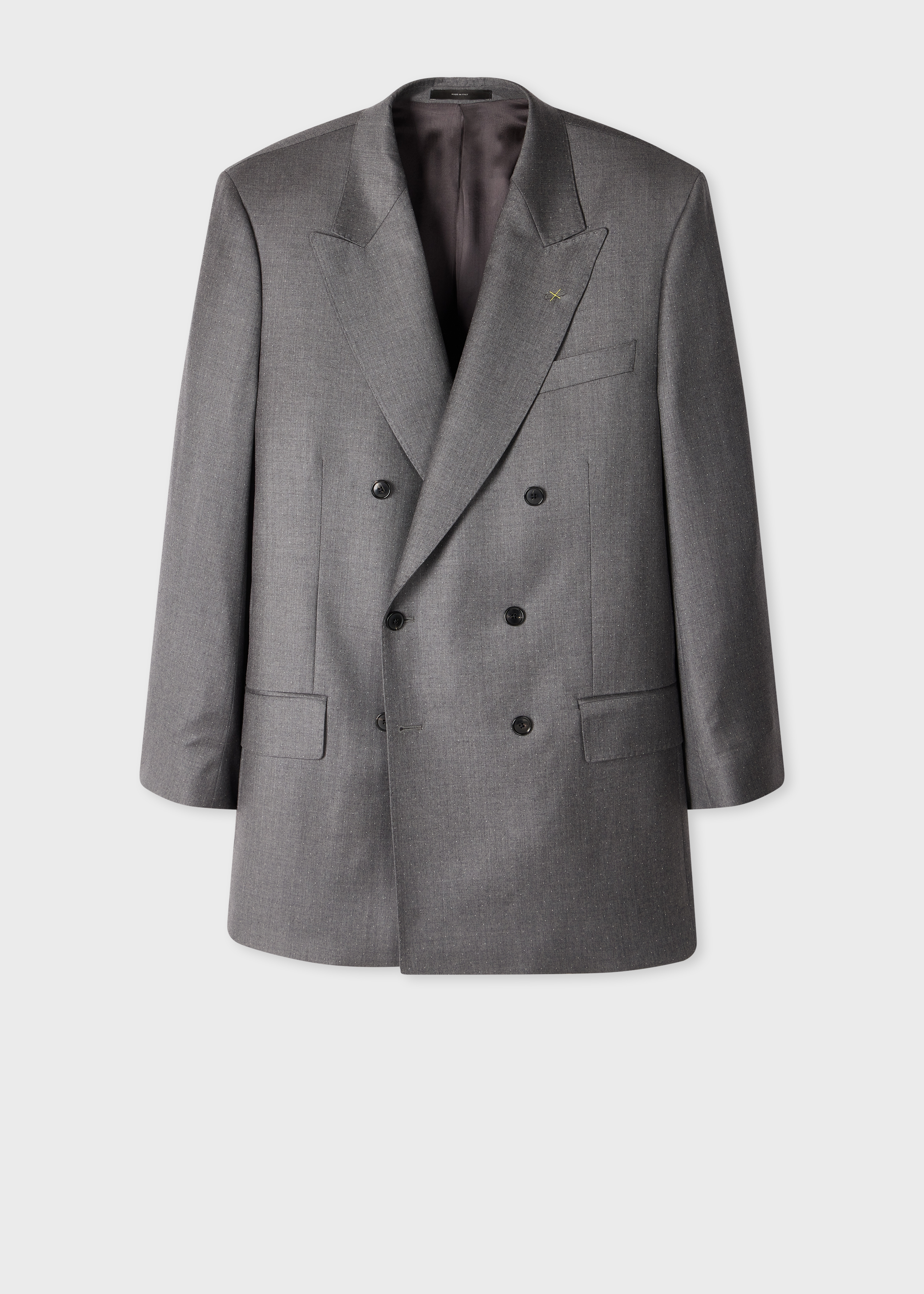 Oversized Grey Pin-Dot Wool Double-Breasted Blazer primary image