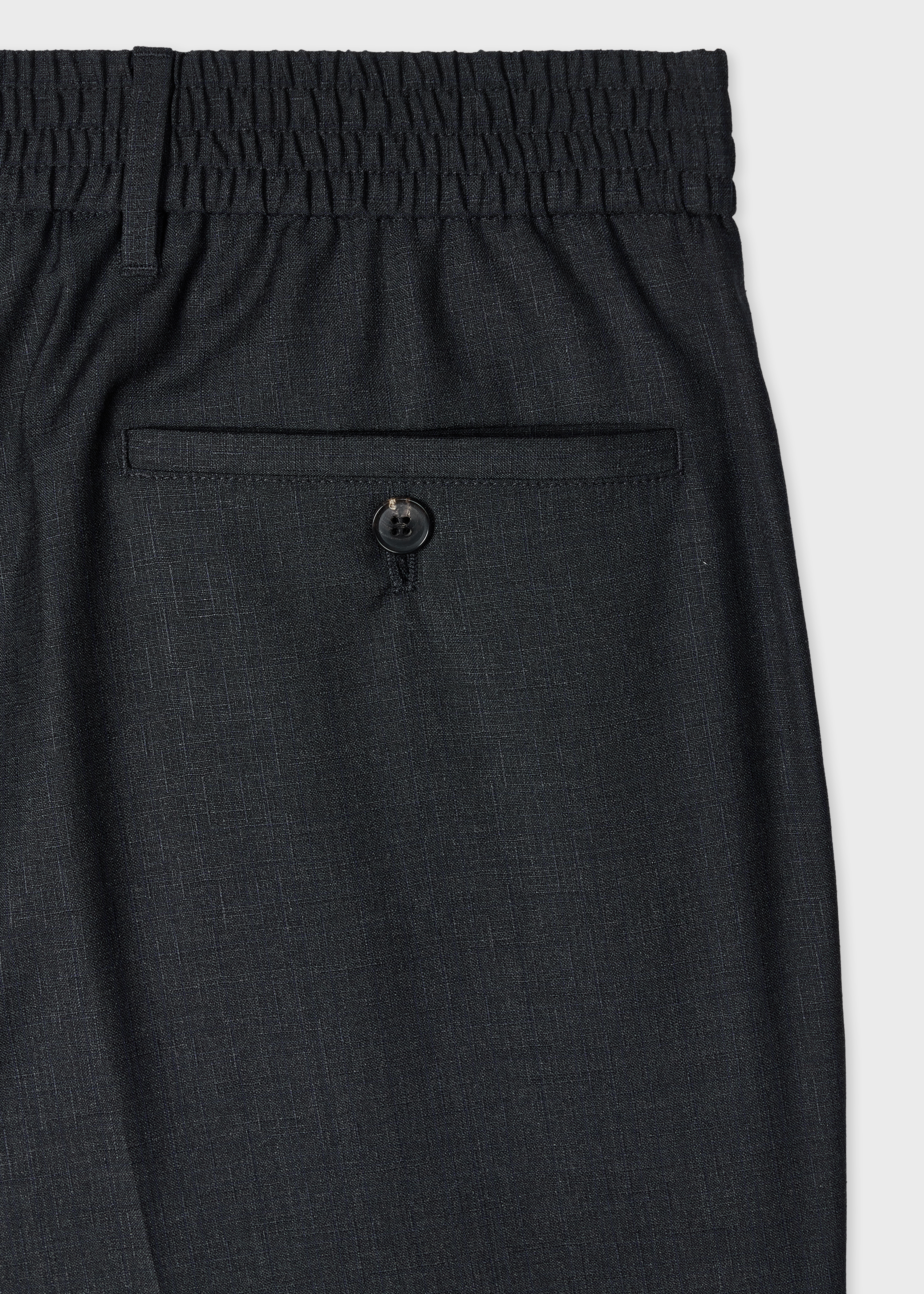 Dark Grey Shadow Check Wool Trousers thumbnail 3