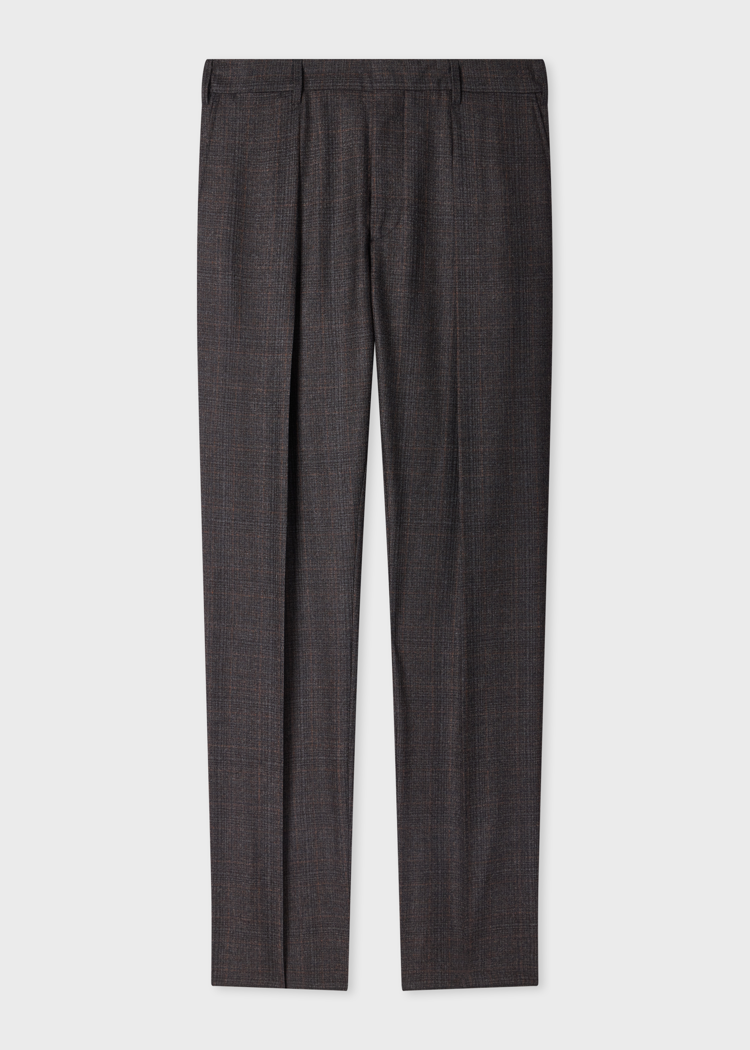 Grey and Brown Check Wool Trousers primary image