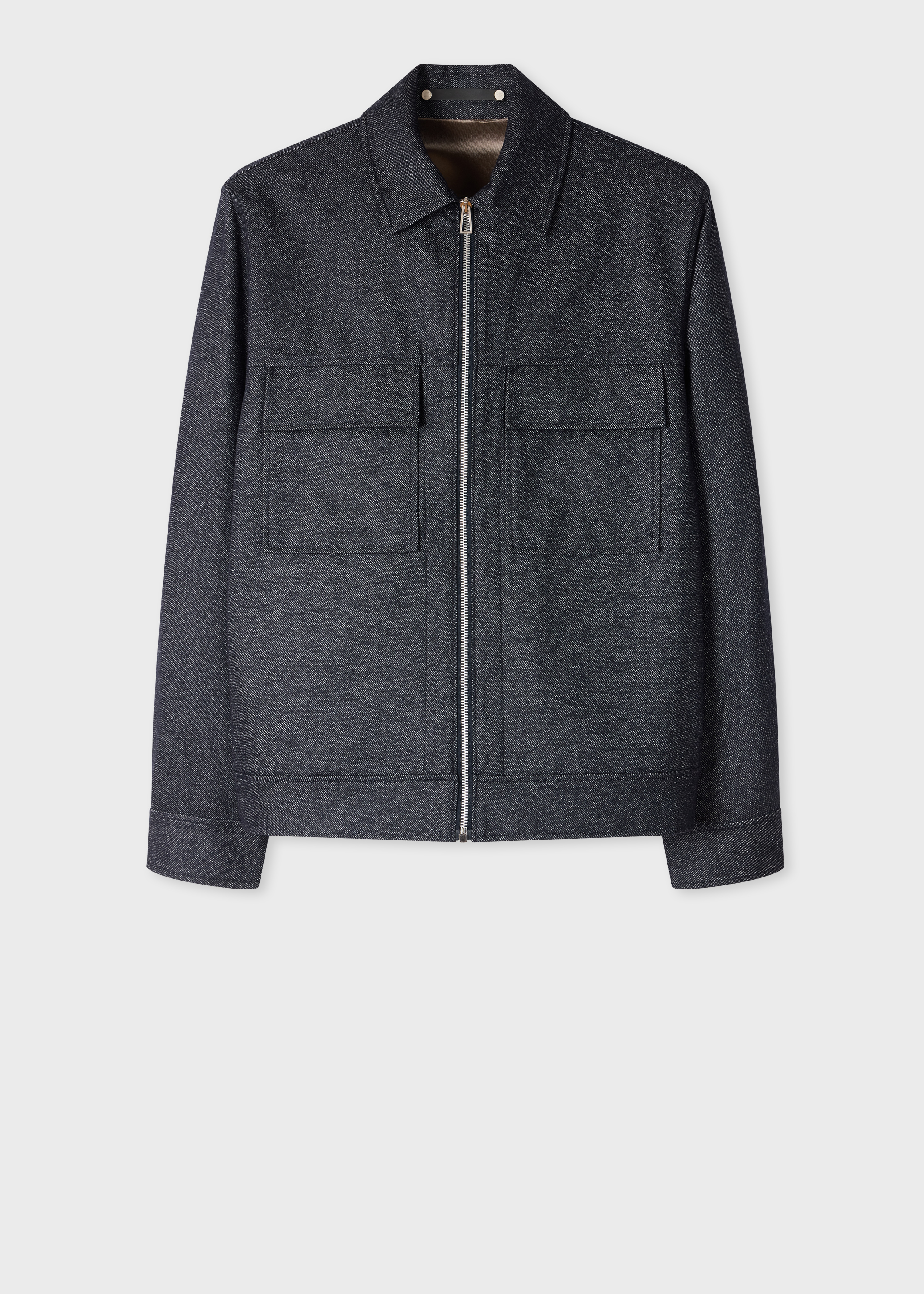 Indigo Cotton-Blend Flannel Zip Jacket primary image