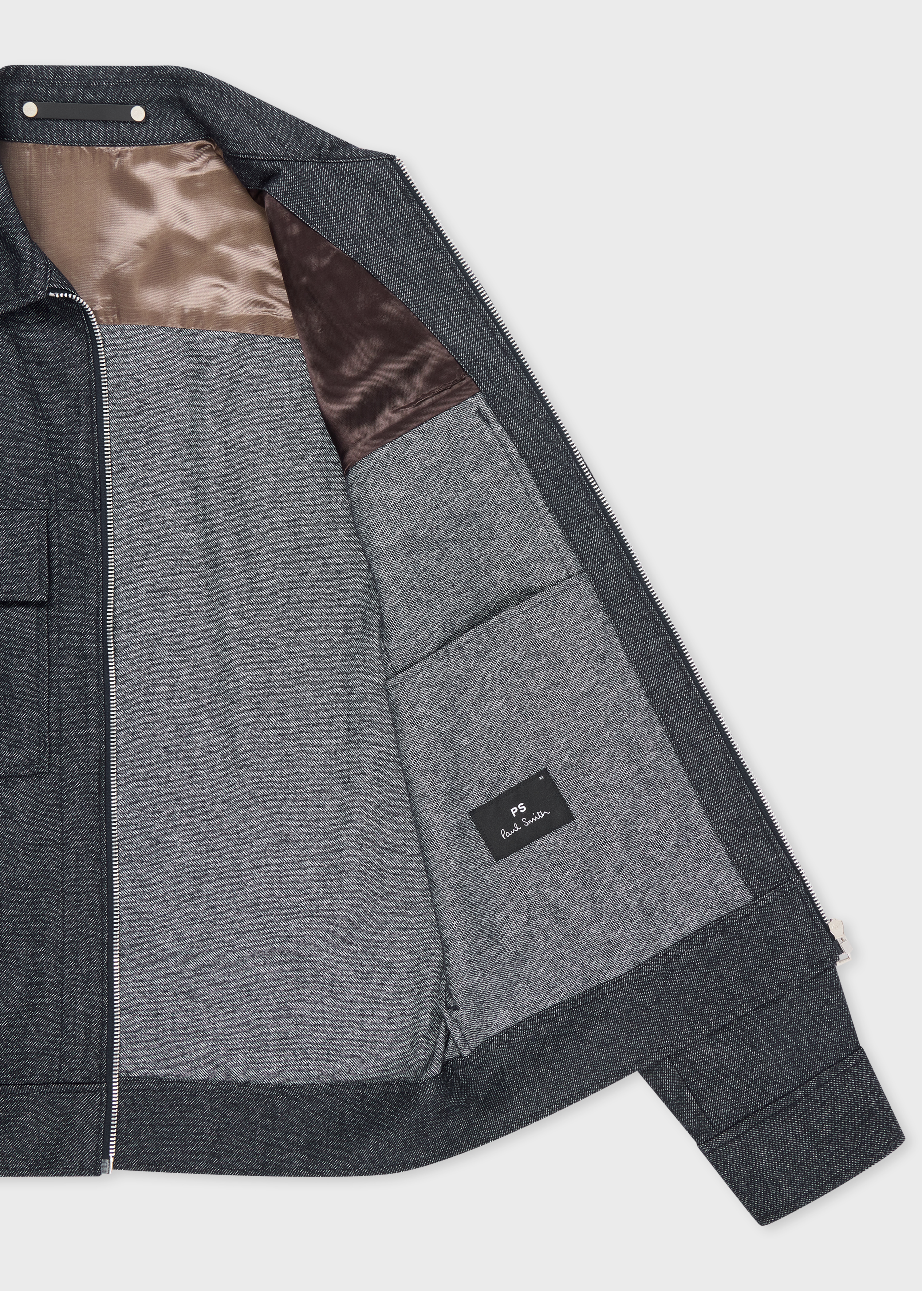Indigo Cotton-Blend Flannel Zip Jacket thumbnail 3