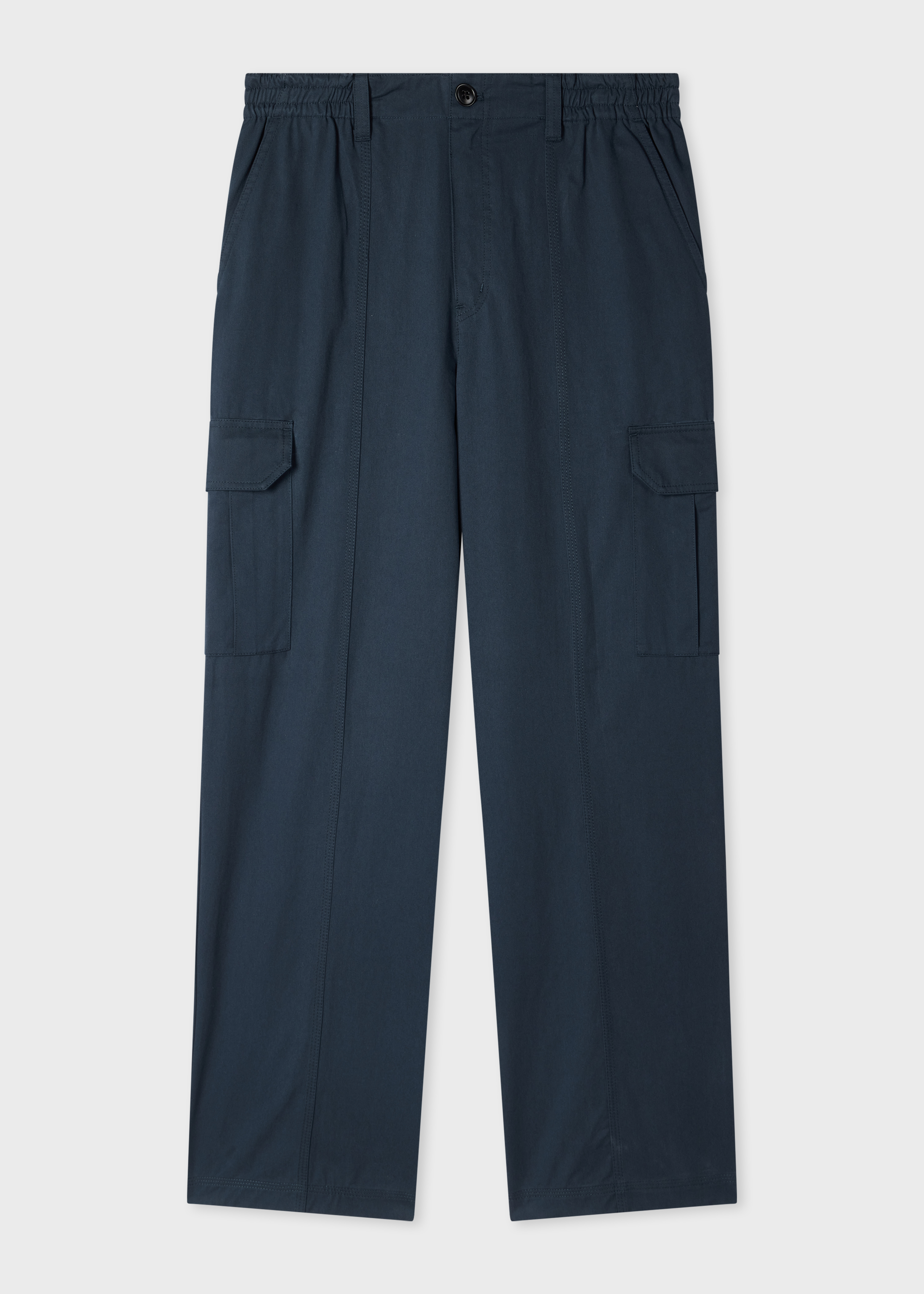 Relaxed-Fit Navy Cotton-Blend Cargo Trousers primary image
