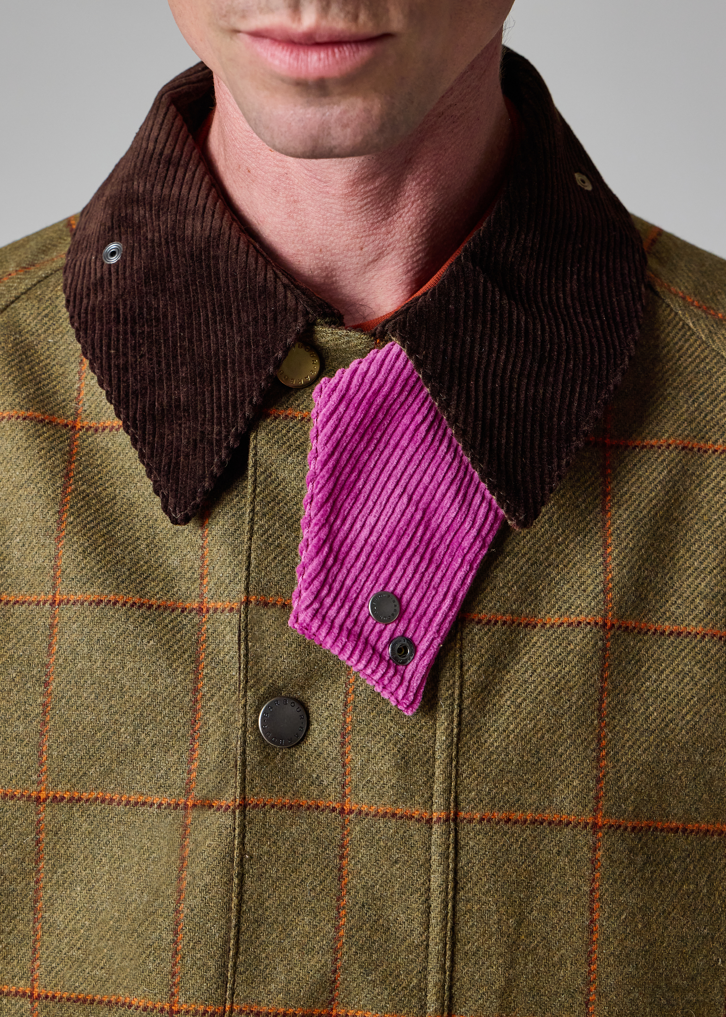 Paul Smith loves Barbour - Olive Windowpane Check Wool Beaufort Jacket thumbnail 7
