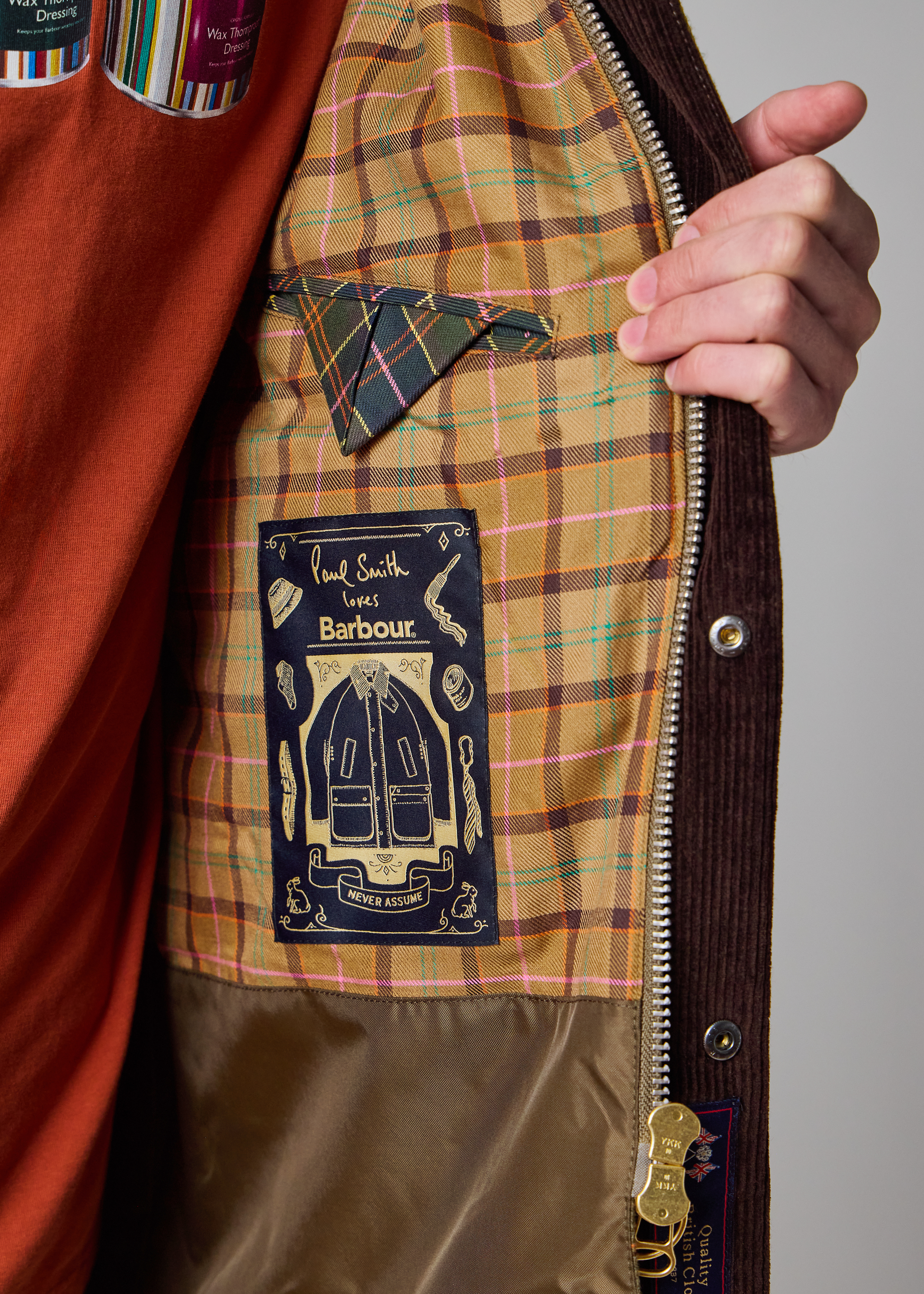 Paul Smith loves Barbour - Olive Windowpane Check Wool Beaufort Jacket thumbnail 3