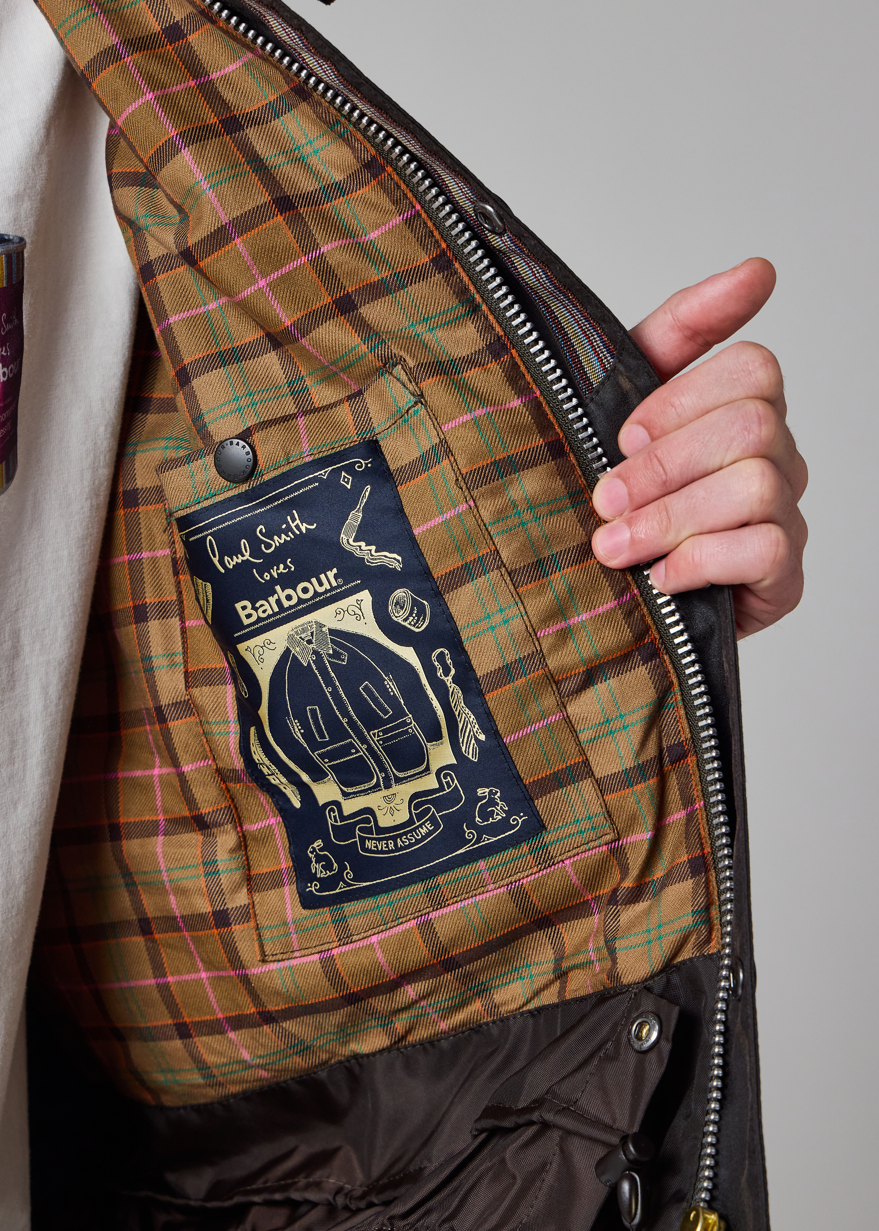 Paul Smith loves Barbour - Windowpane Transport Wax Jacket thumbnail 3