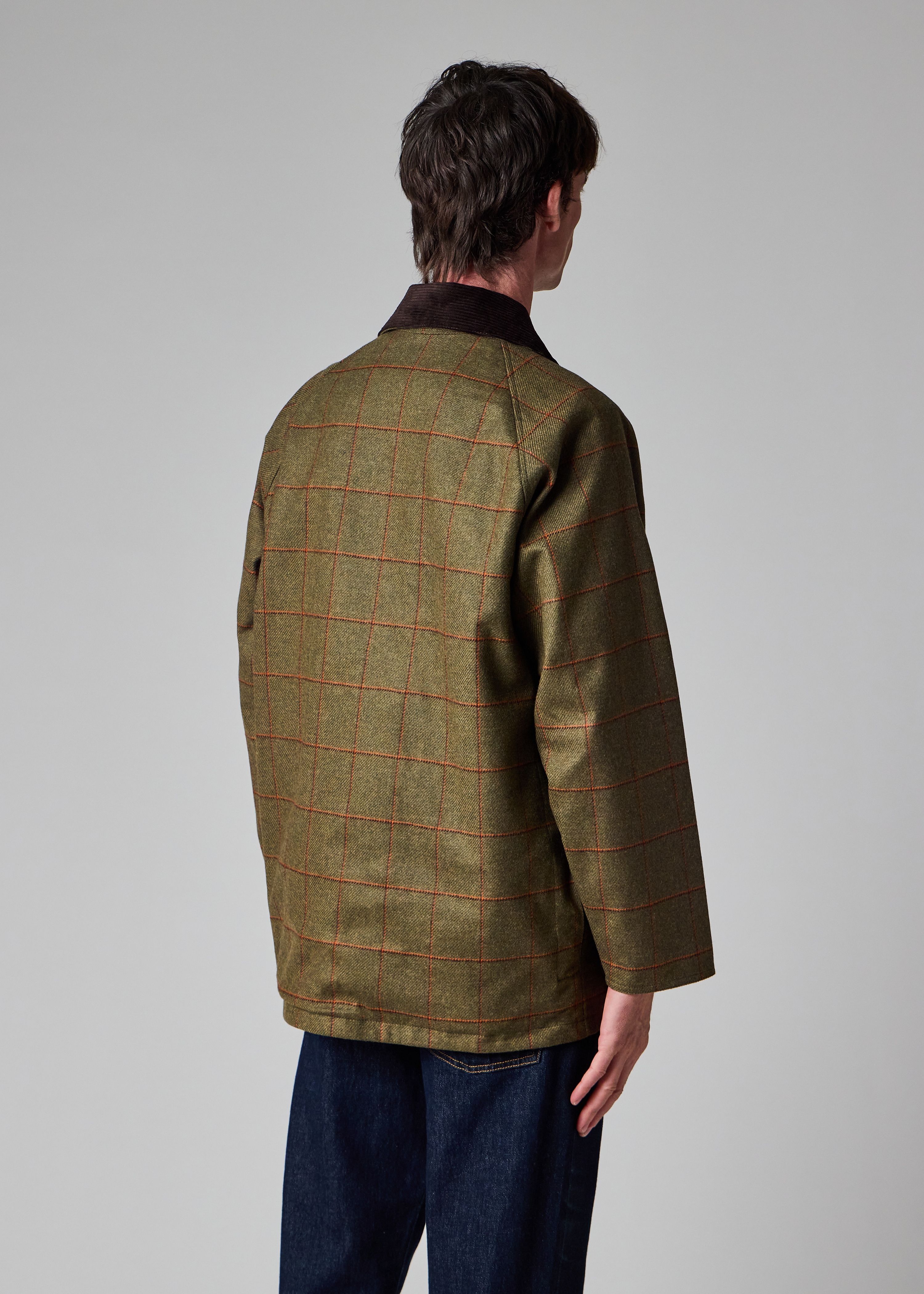 Paul Smith loves Barbour - Olive Windowpane Check Wool Beaufort Jacket thumbnail 4