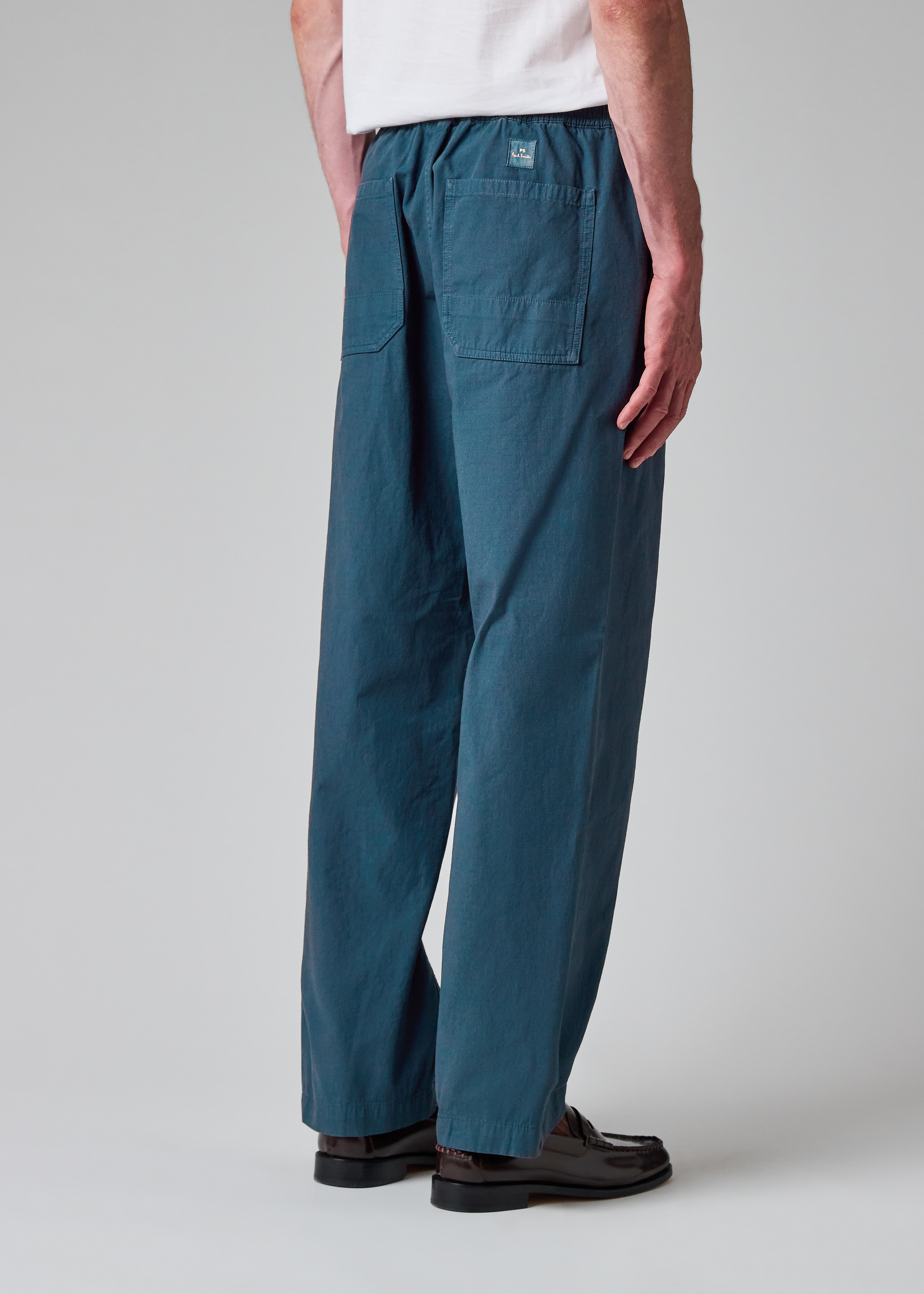 Blue Ripstop Drawstring-Waist Trousers thumbnail 4