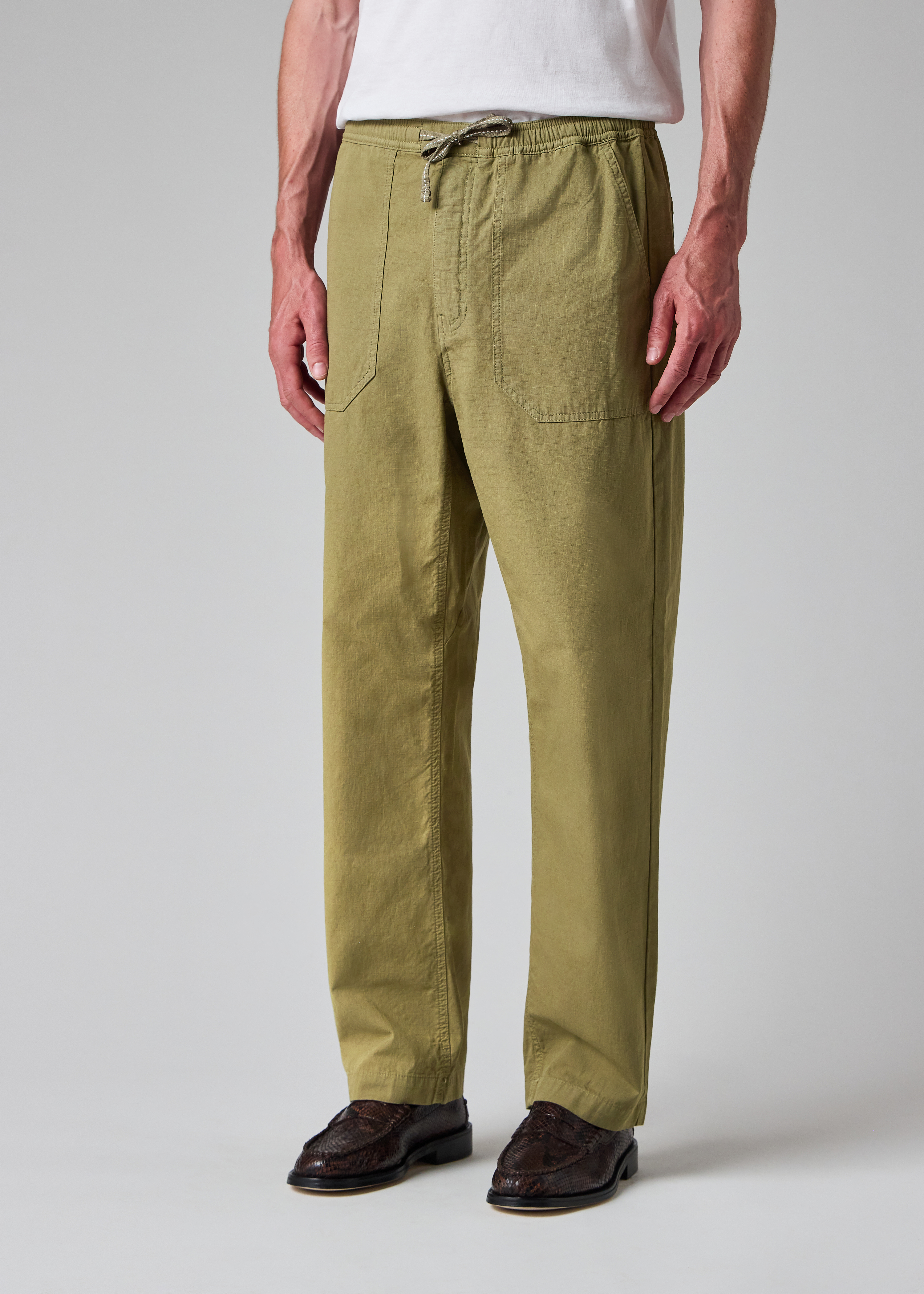 Khaki Green Ripstop Drawstring-Waist Trousers thumbnail 2