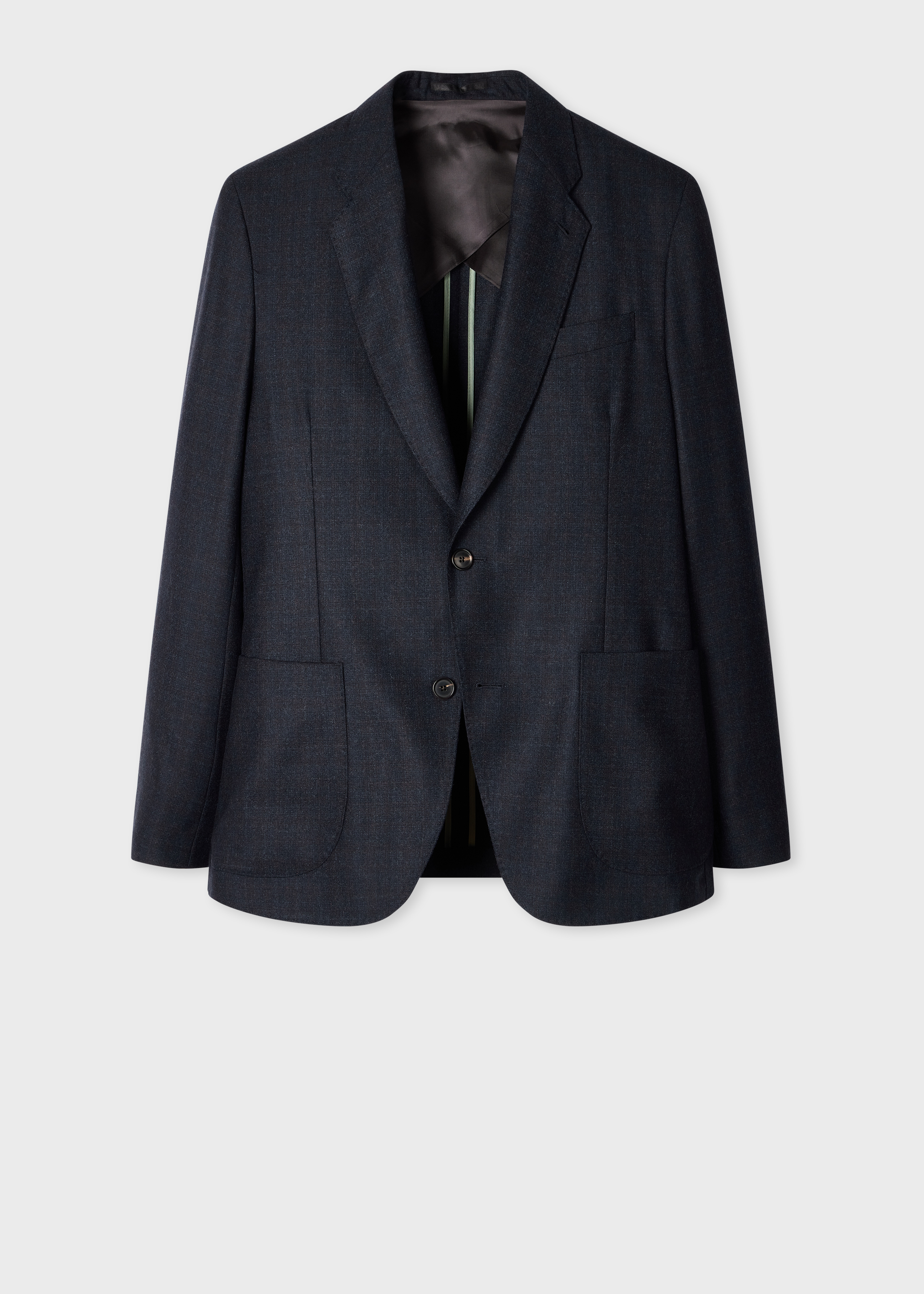 Navy Subtle-Check Wool Patch-Pocket Blazer primary image