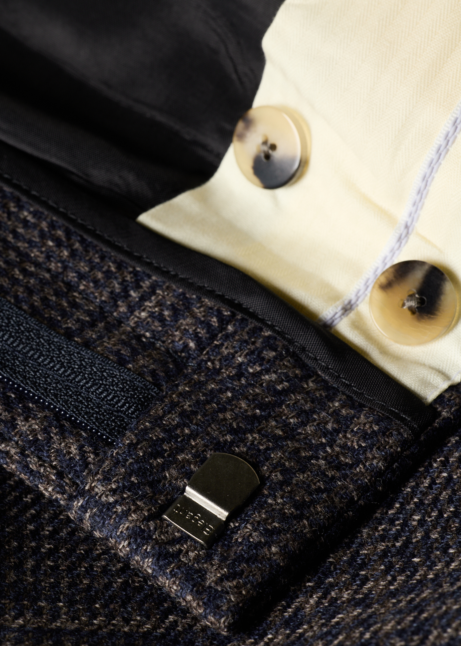 The Brierley - Navy and Brown 'Dream Tweed' Wool-Silk Trousers thumbnail 5
