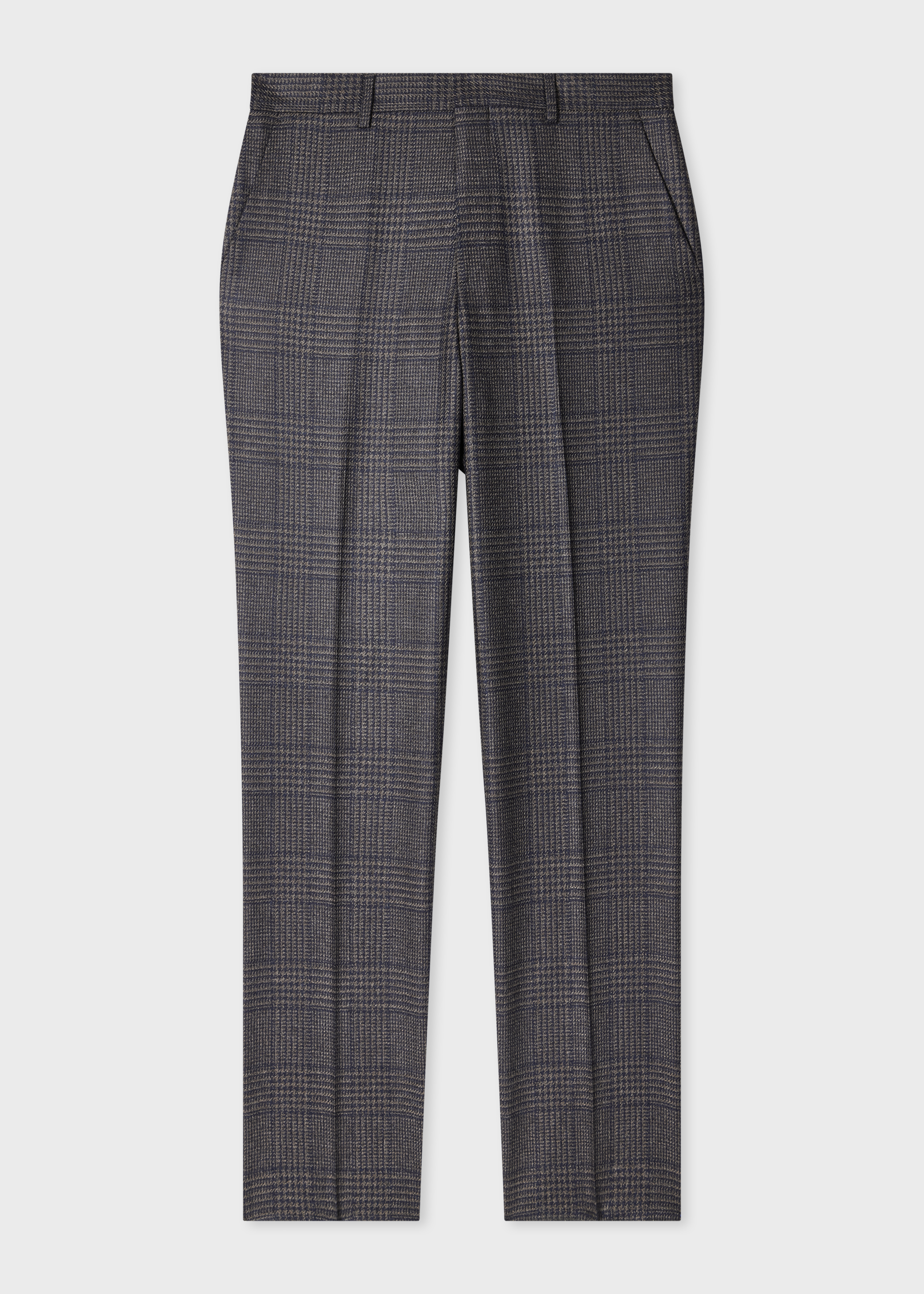 The Brierley - Navy and Brown 'Dream Tweed' Wool-Silk Trousers primary image